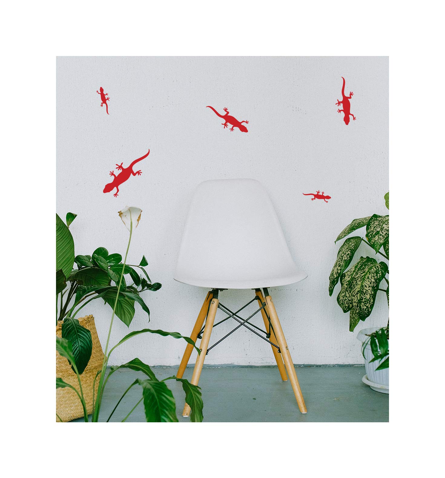StickerDeen | Gecko Lizard Shape Style Decoration Removable Furniture, Nursery, Bedroom Wall Art Vinyl Decal Stickers Gift | (Pack 26) (Red) — image 1