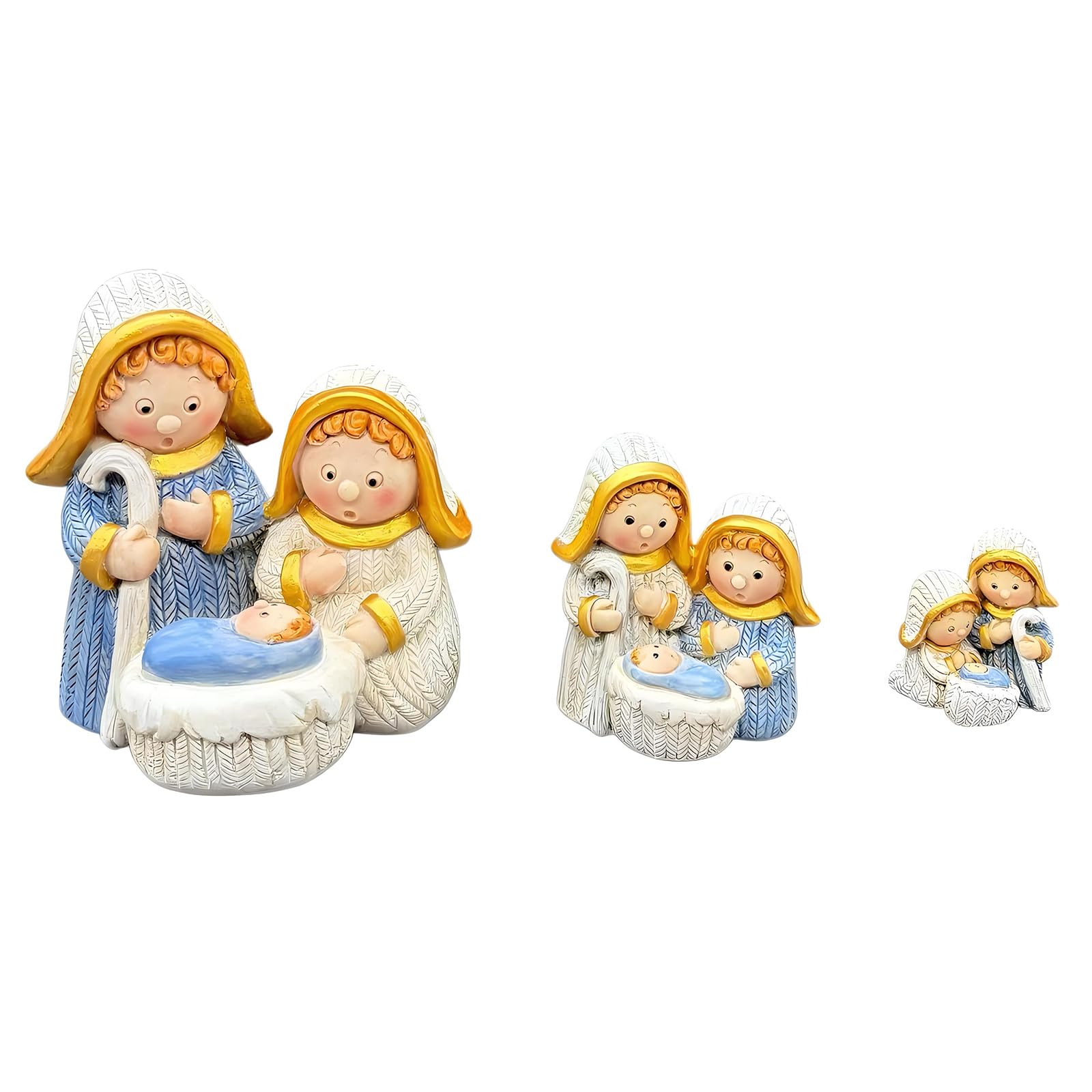 Nvoqilin Multicolor Minis Christmas Nativity Set Holy Family Resin Figurine Statue Miniature Christmas Nativity Scene Sculptures Ornament Figurines