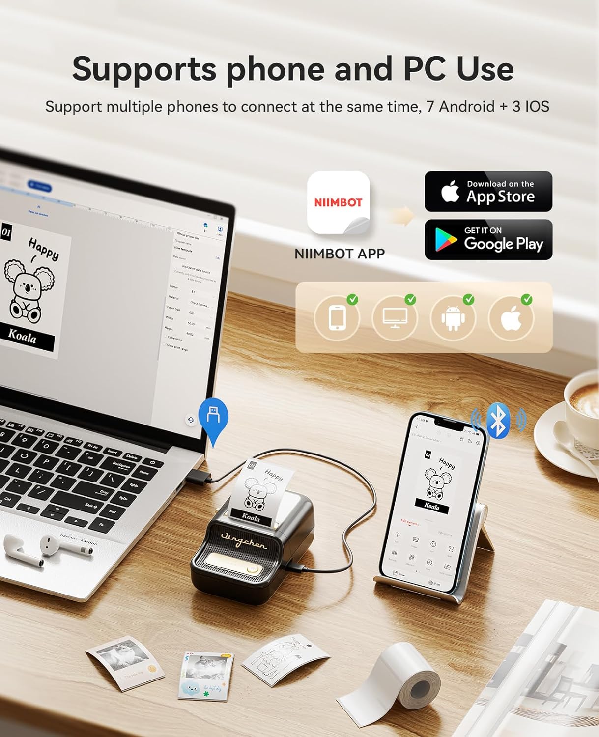 NIIMBOT B21 Pro Label Maker, 300DPI HD Label Printer, Ideal for Notes,Photos, Study Graphics, Memo Maker,50x30mm Label(Black) - Image 5