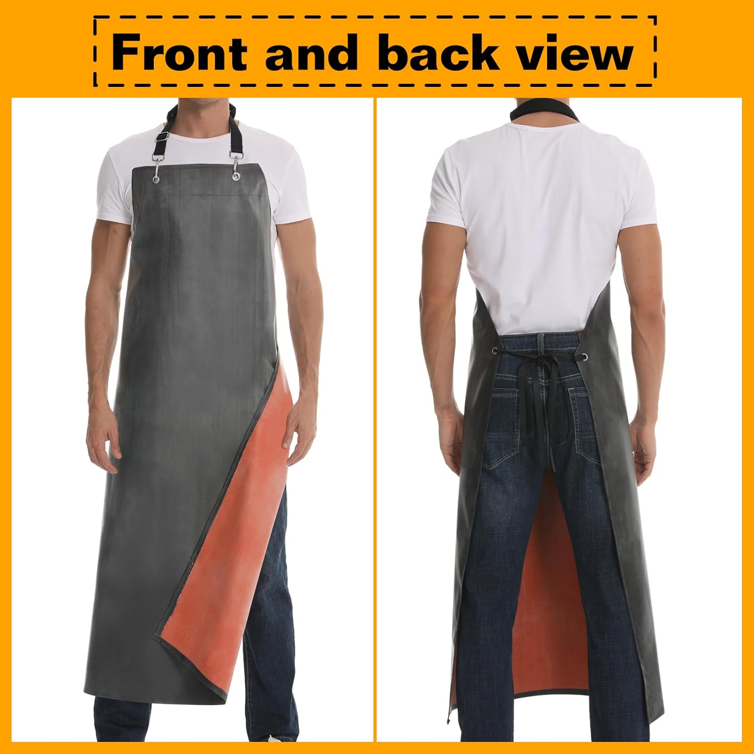Homsolver Thick Rubber Waterproof Apron, Adjustable Heavy Duty Dishwashing Apron, Work Apron For Cooking, Cleaning Fish, Gardening, Lab Work, Butcher And Dog Grooming - Image 3