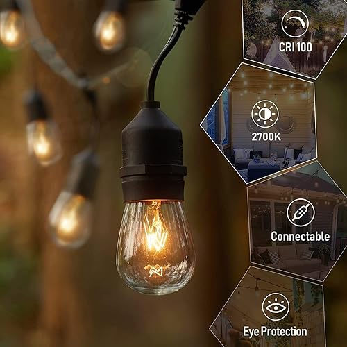 Miniatura 3 de Moonflor Paquete de 48 bombillas S14, bombillas de vidrio incandescente de repuesto de grado comercial cálido de 11 W con base media E26 para