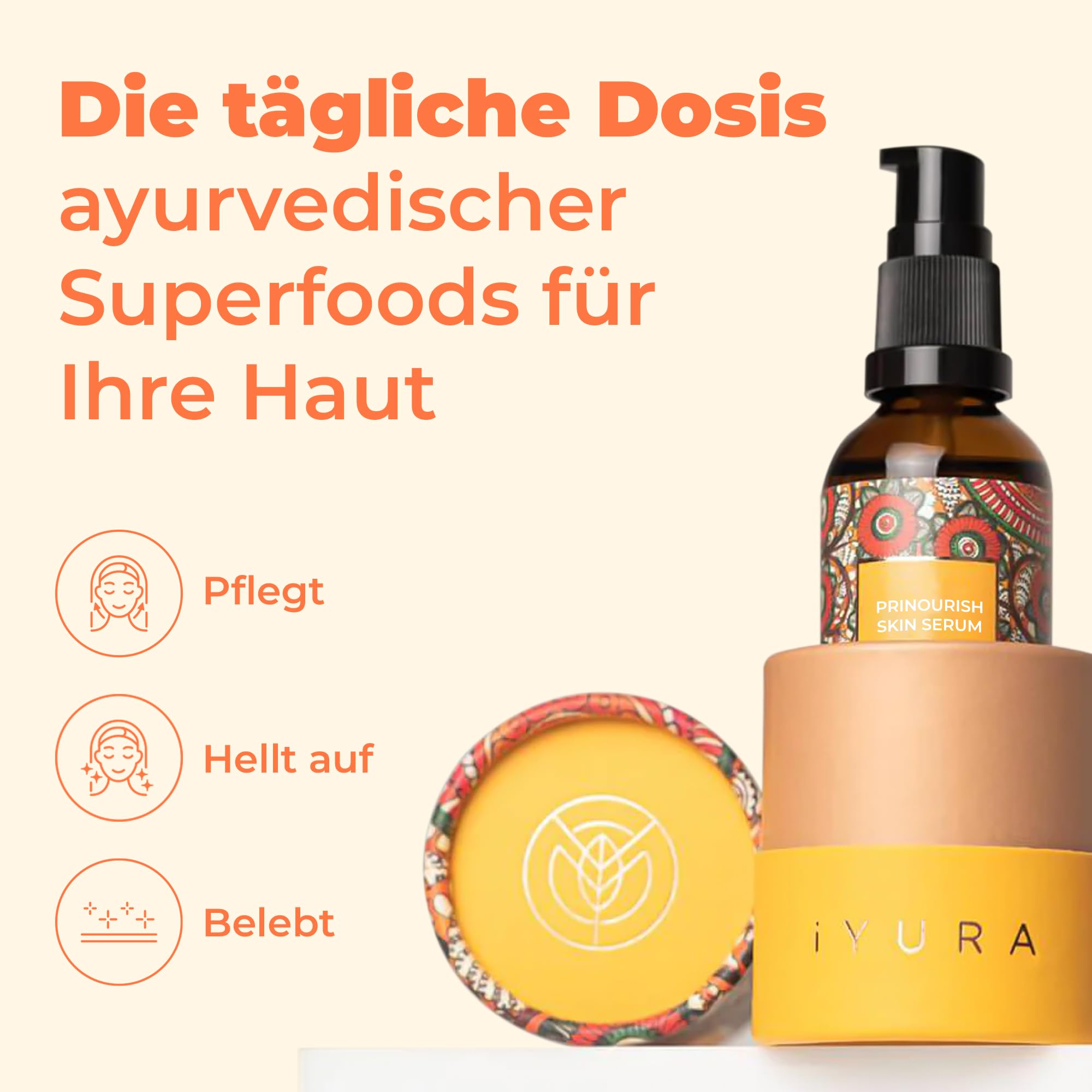 iYURA Prinourish Hautserum – Vegane Gesichtsfeuchtigkeitscreme für einen taufrischen Glanz & langanhaltende Feuchtigkeit – Natürliches Gesichtsöl für trockene Haut, 30 ml