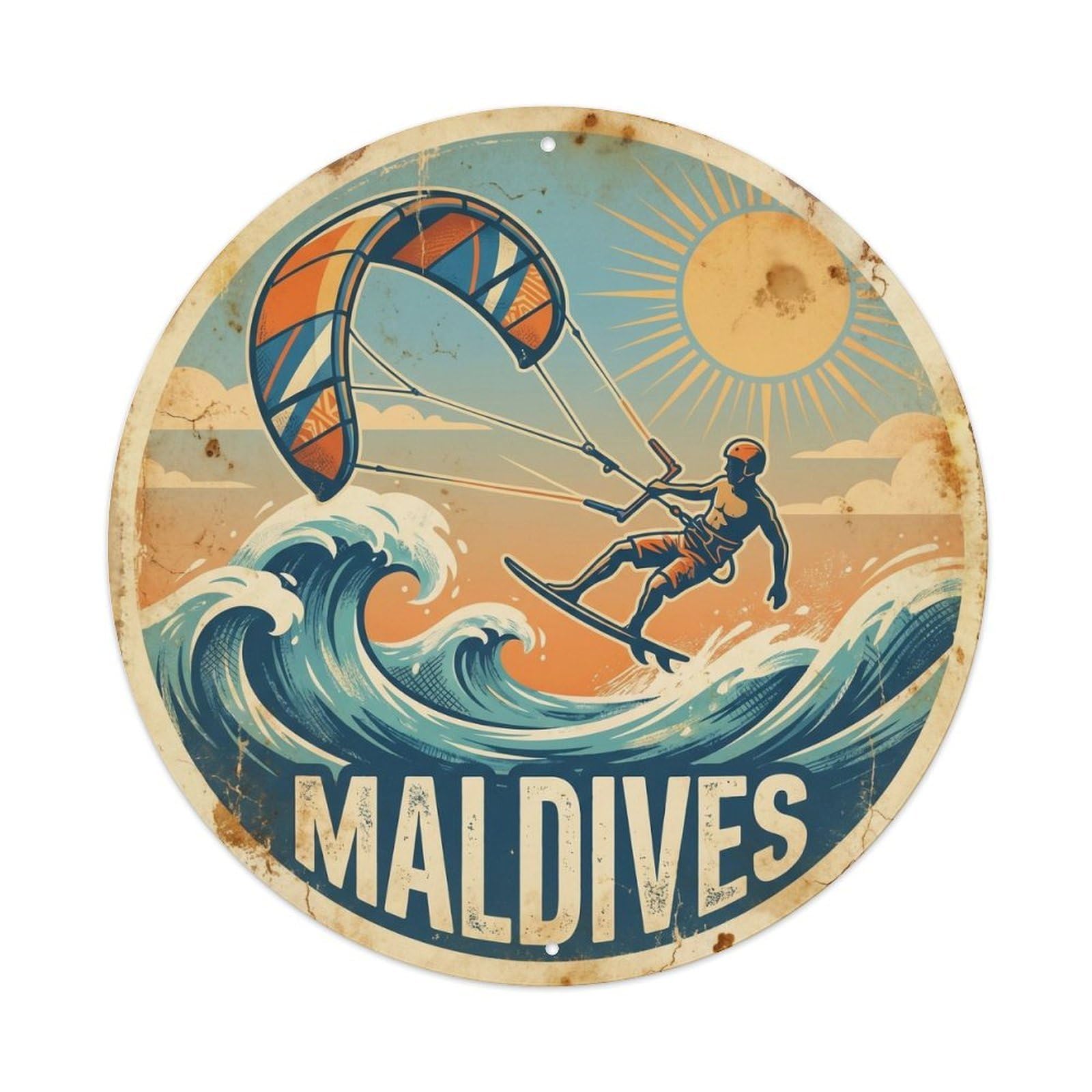 Maldives Surfing Kitesurfing Sailing Journey Kayaking Metal Tin Sign