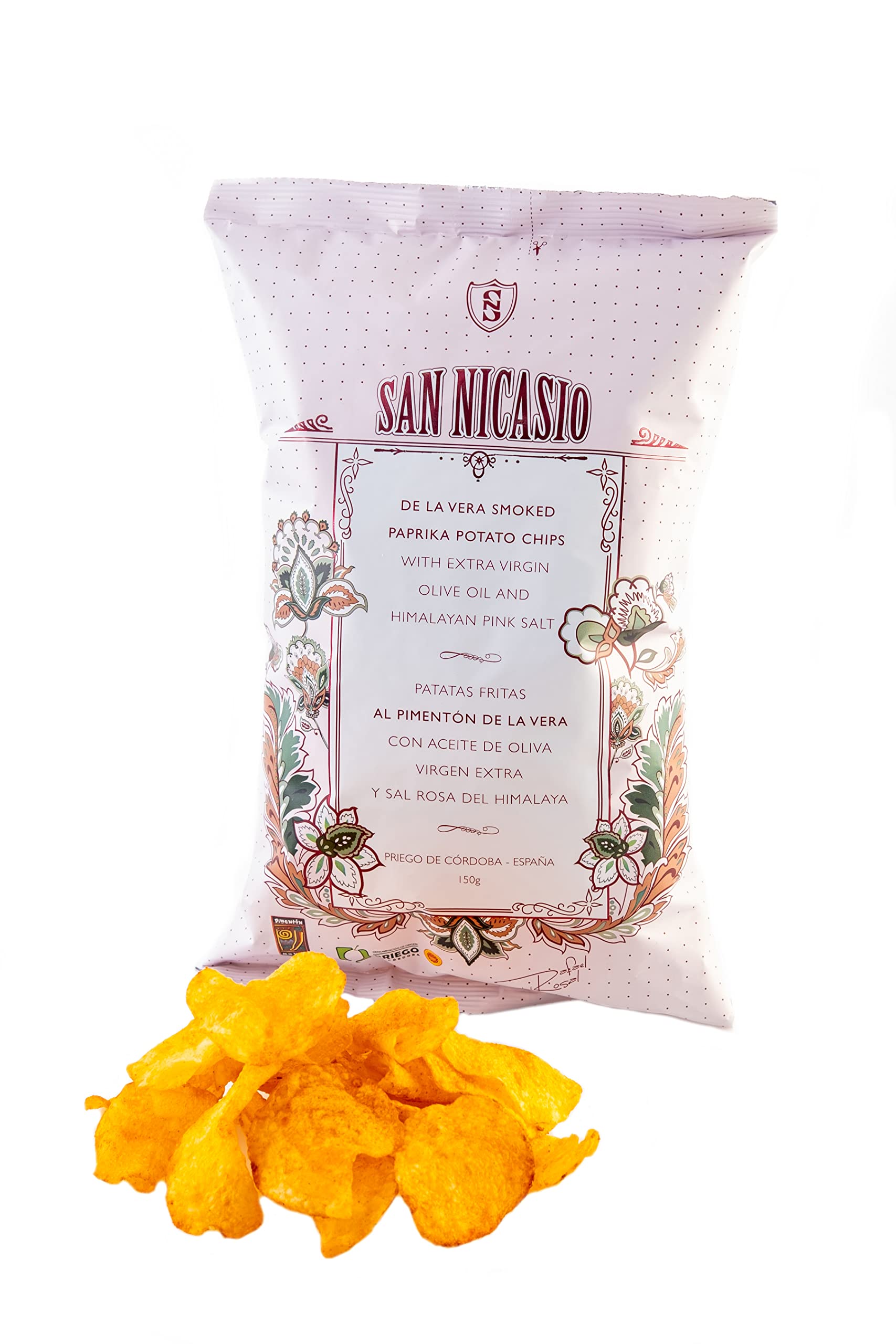 SAN NICASIO Patatas Fritas Gourmet al Pimentón de la Vera D.O.P. Pack 14x150 g Aceite de Oliva Virgen Extra