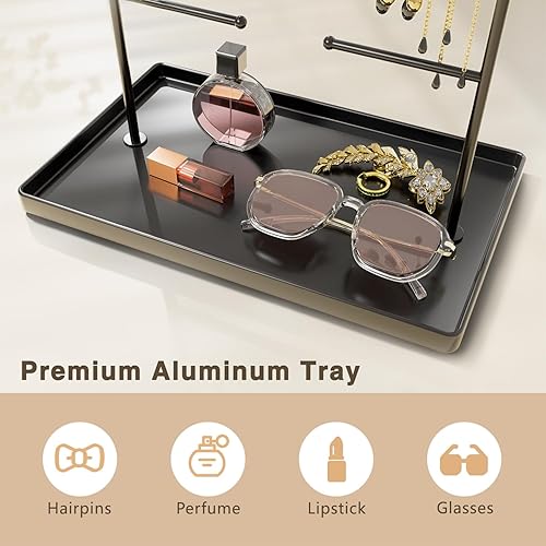 Miniatura 3 de bussdis Organizador de joyas, soporte para aretes, soporte para pulseras, organizadores de exhibición y almacenamiento de collares, torre negra con