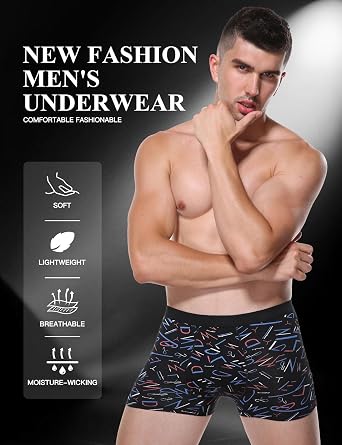 youlehe Men's Underwear Soft Bamboo Viscose Boxer Briefs Stretch Trunks Pack