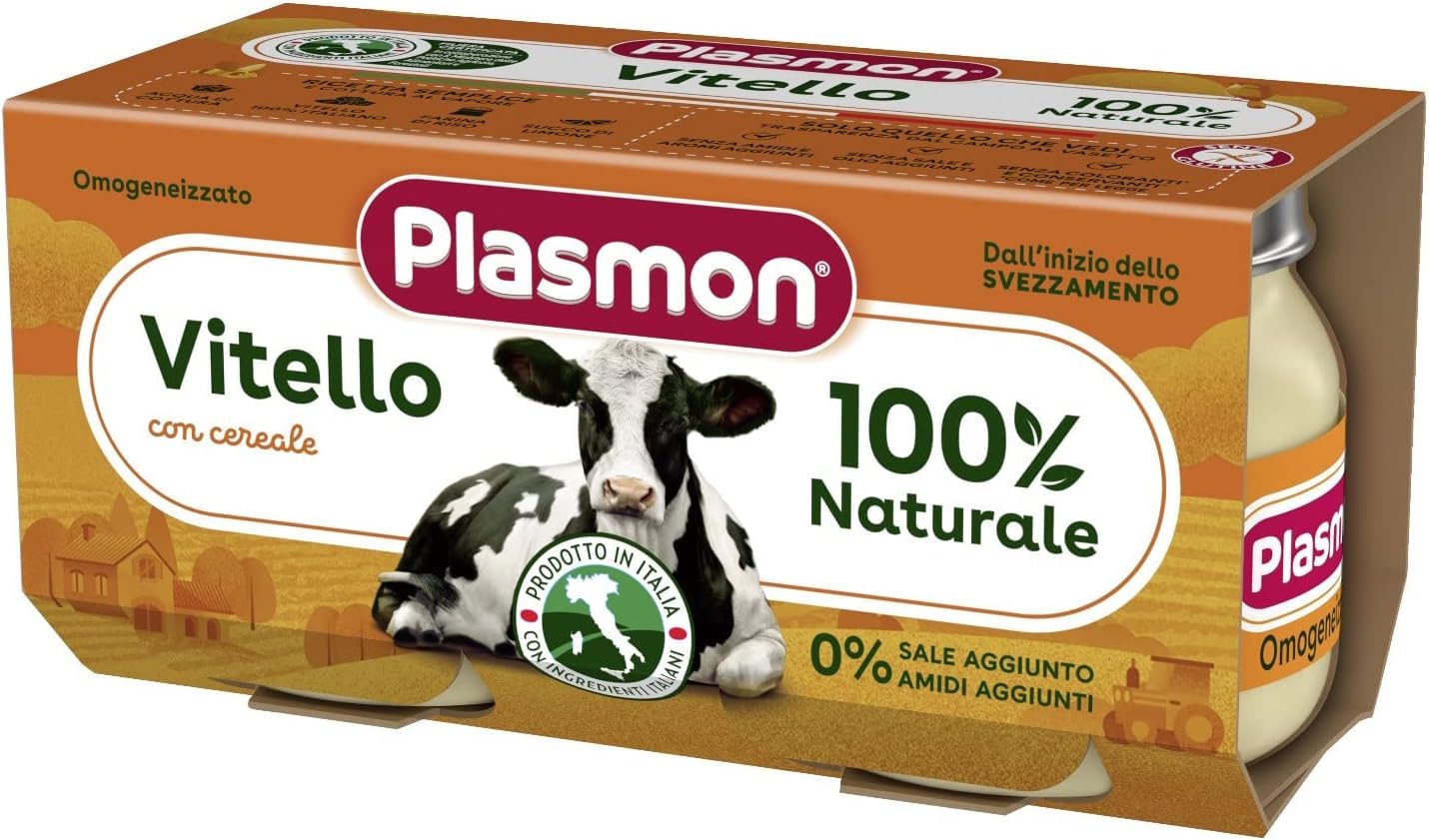 Plasmon Carne Vitello e cereale 12x (2x80g) Mit italienischem Fleisch, 100% natürlich, ohne Stärken und Räume hinzugefügt + Italian Gourmet polpa 400g