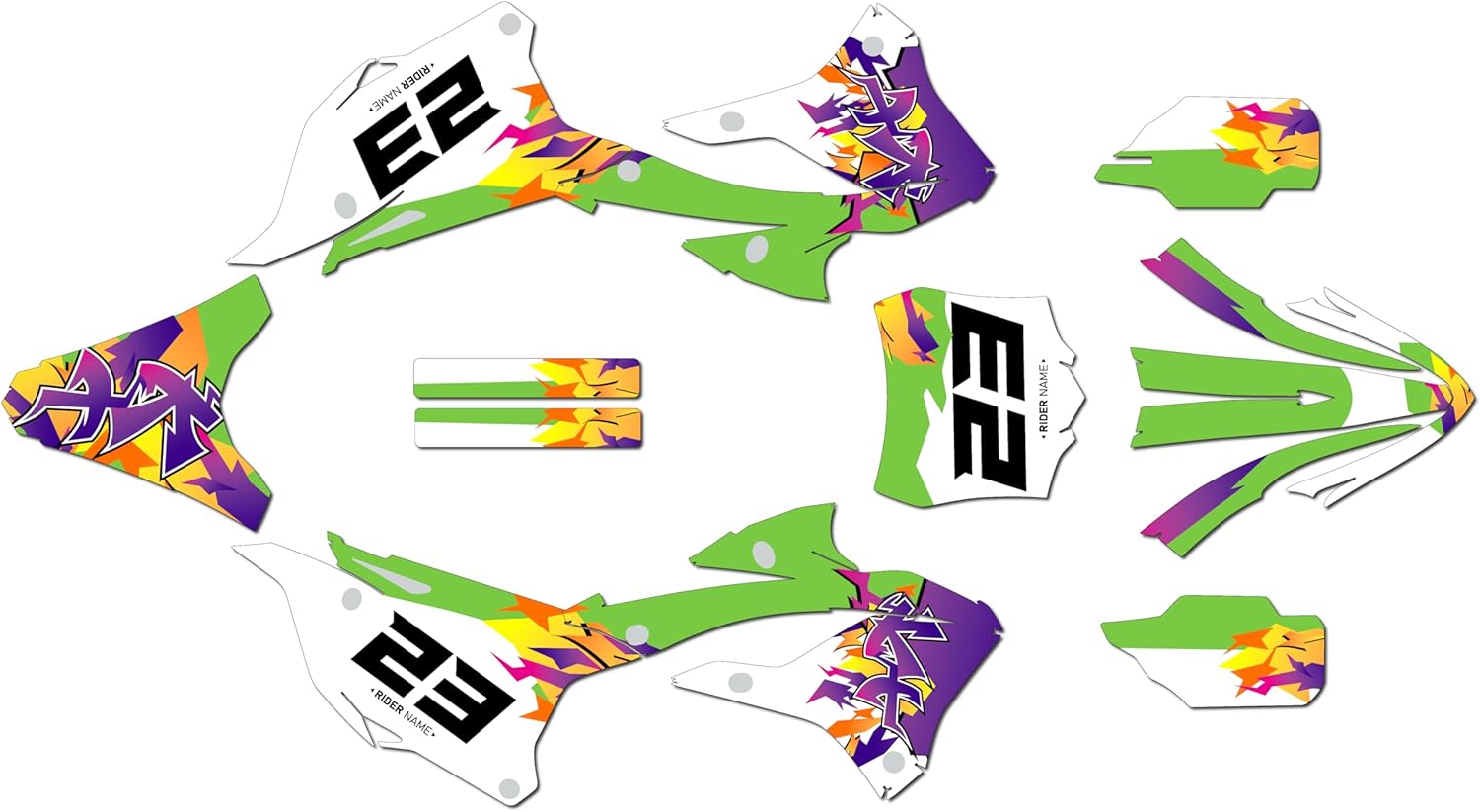 Graphics Kit for Kawasaki KX85 / KX112 (2022-2026) Throwback Series Green 16 Mil - On/Off the Road - Dirt Pit Bike Motorcycle Sticker, Dirtbike Racing Decal Motocross no-Plastics