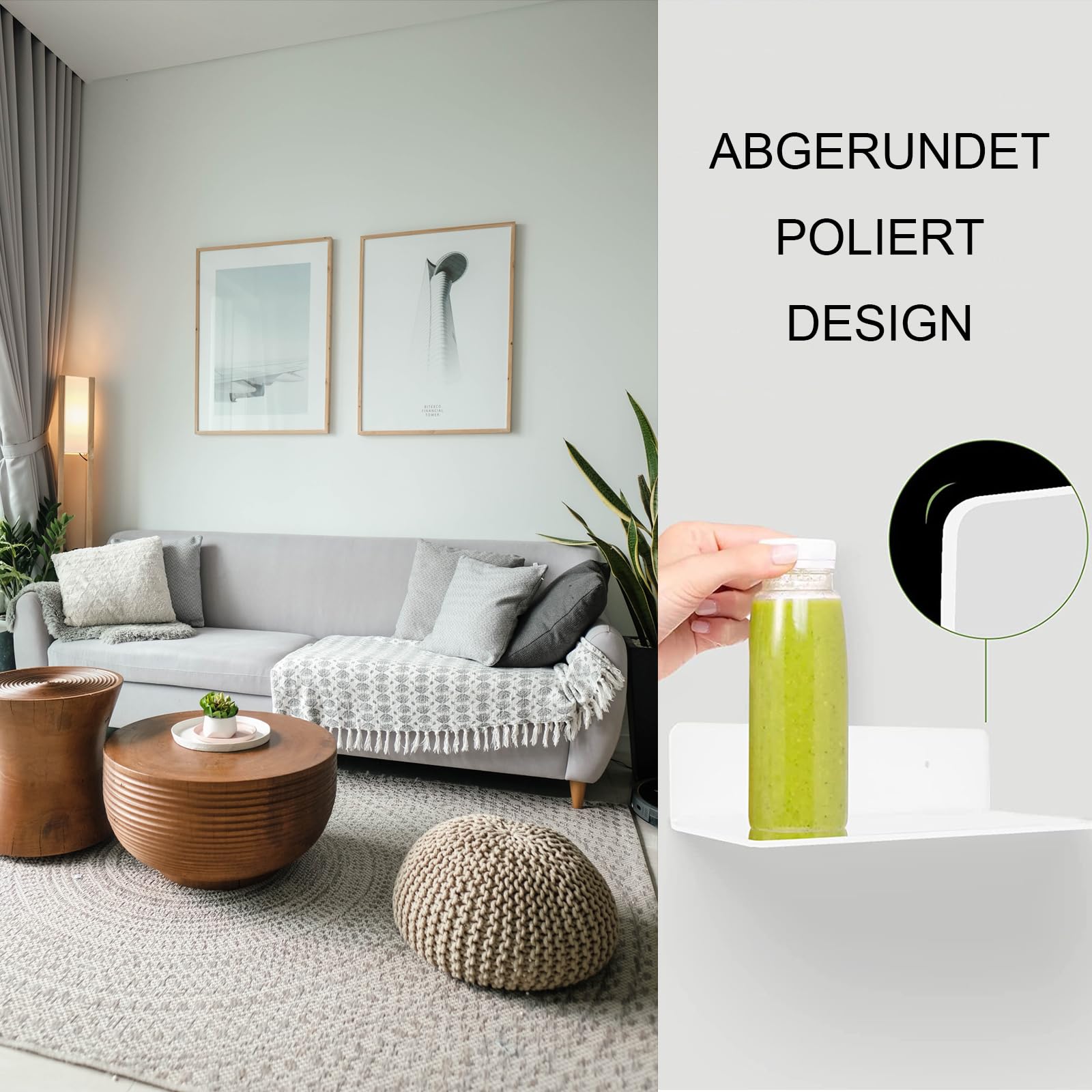 2 Pièces Etagere Murale Sans Percage Chambre Noire 30Cm Etagere