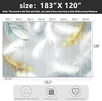 Vista 62 de Gold Modern Feather Fabric Wallpaper Living Room Bedroom Bathroom Large Wall Mural- 137"x96"（ not Peel and Stick）