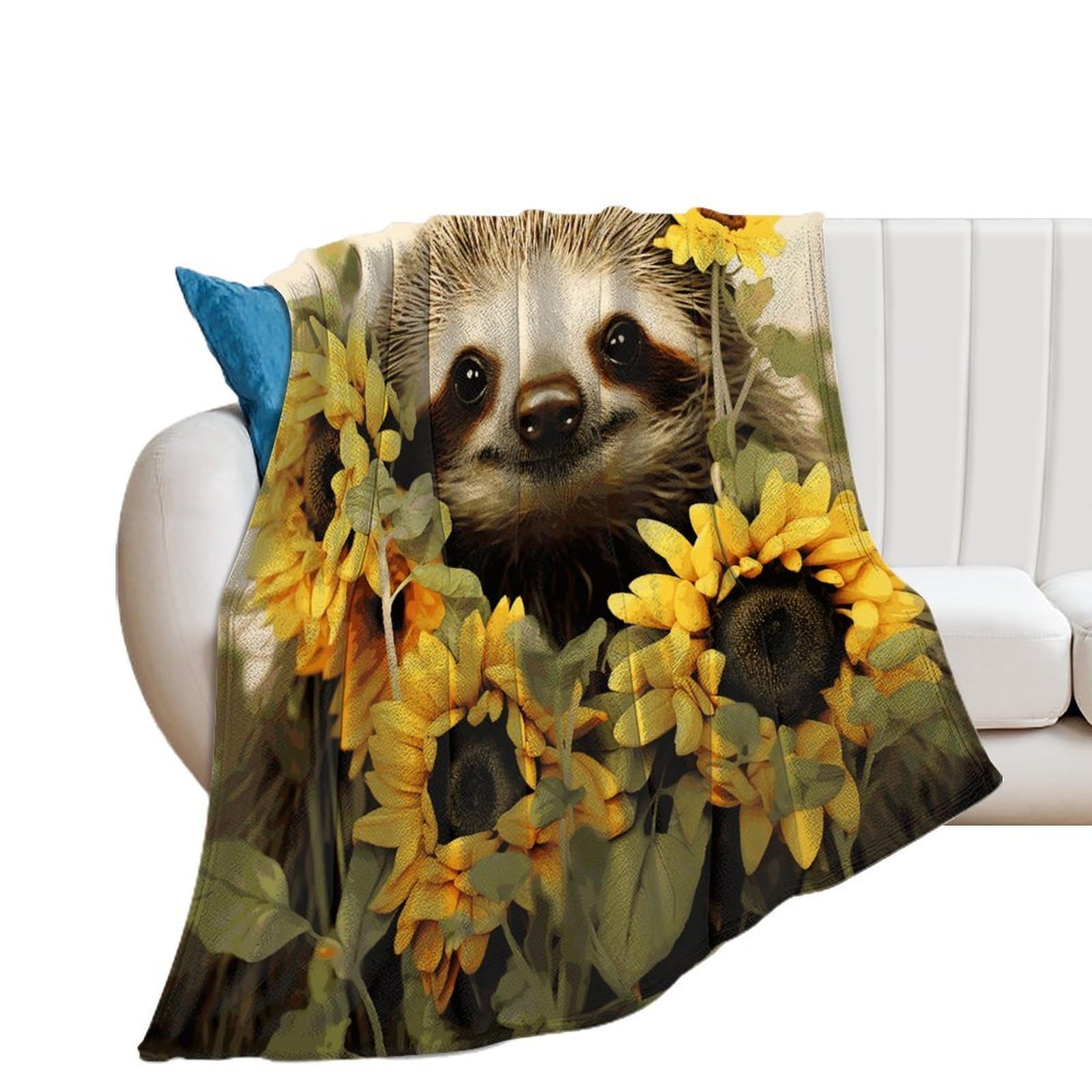 Sloth Sunflower Throw Blanket for Couch Super Soft Warm Lightweight Throw Blankets Cozy Flannel Bed Blanket Cute Decorative Blankets for All Seasons Home Decor Gift 30"*40"（76 * 100cm）