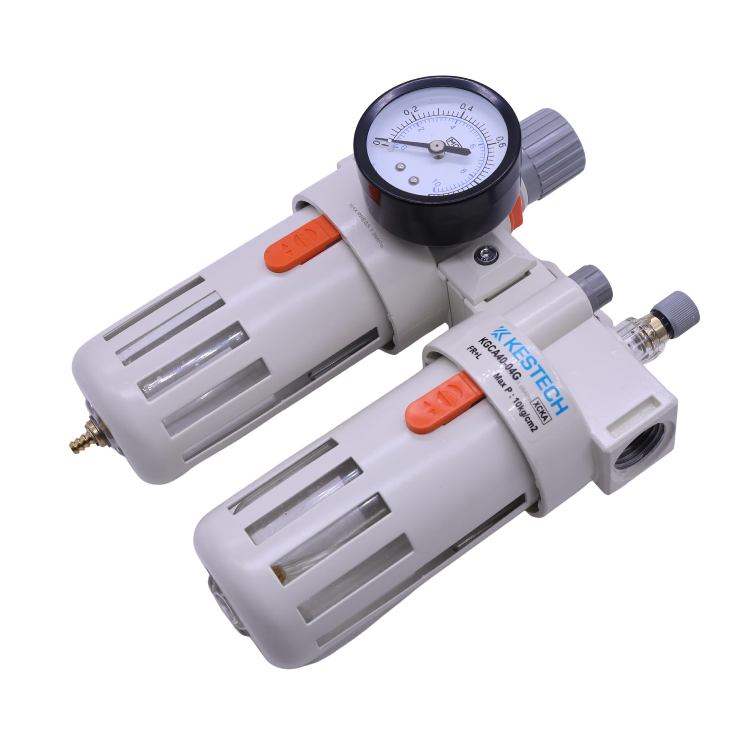 Pneumatic FRL Unit (Air Filter + Regulator + Lubricator) with Metal Guard And Pressure Gauge Air (1/2" (KGCA40-04G))-image-38