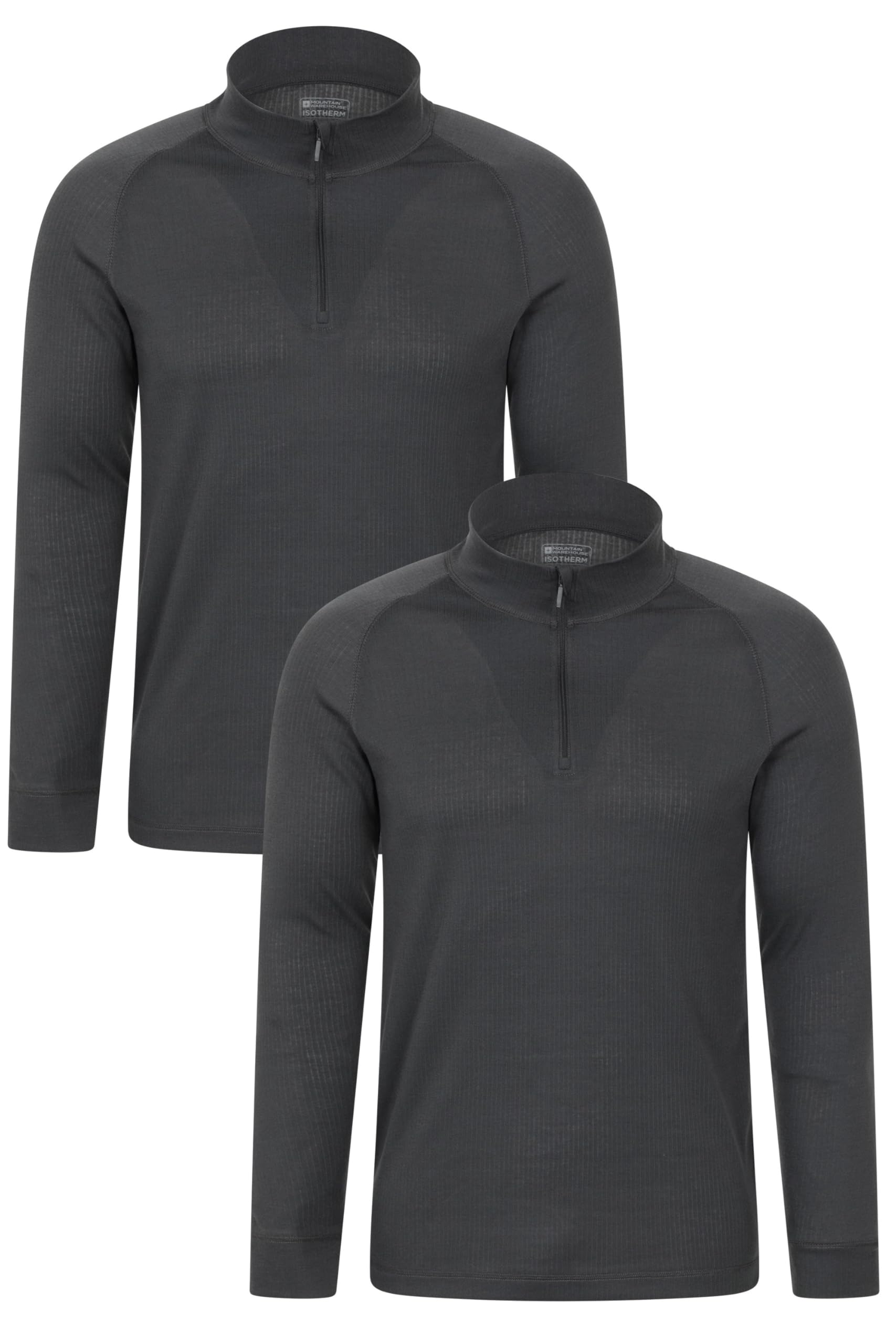 Mountain Warehouse Men's Charcoal (Multipack) Talus Base Layer Top Multipack - Breathable, Moisture Wicking, Isotherm Top - Autumn Winter, Outdoors, Travelling & Hiking L