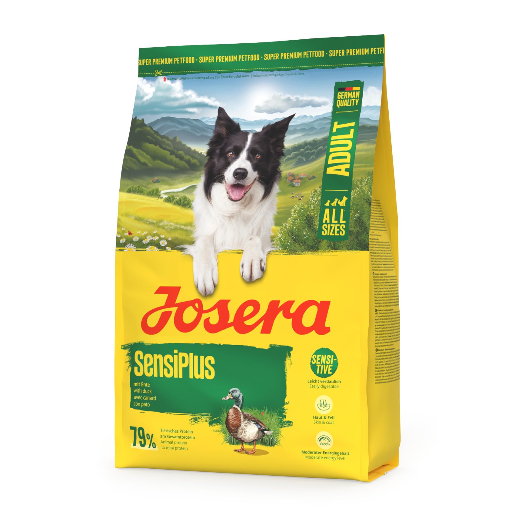JOSERA SensiPlus Pato & Arroz (1 x 3 kg) | Adulto | Pienso seco prémium para Perros Adultos sensibles | con Mucha biotina para una Piel y Pelaje sanos | fácil de digerir | sin Gluten | 1 Pack