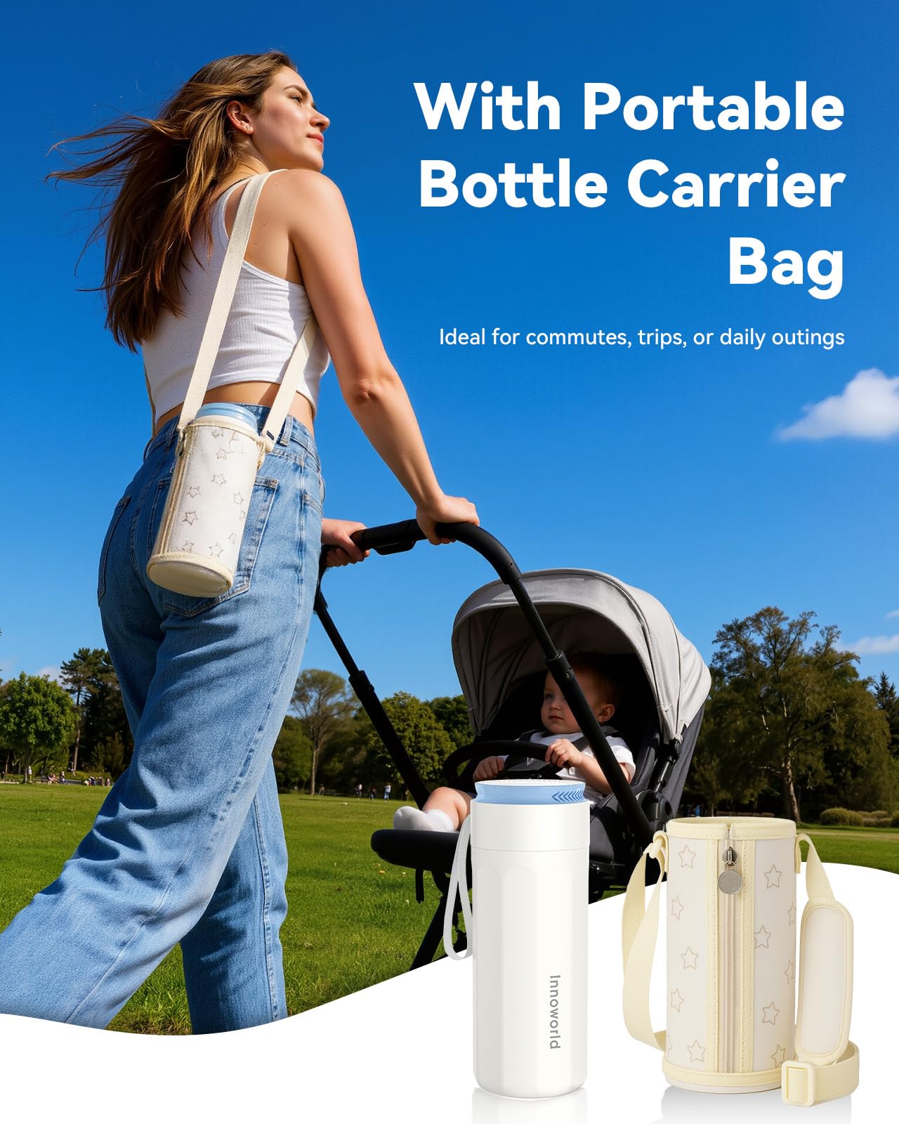 Refroidisseur de lait maternel portable pour l'extérieur, refroidisseur de lait maternel avec biberon de 325 ml pour le stockage du lait maternel, tube de refroidissement en acier inoxydable à 360°