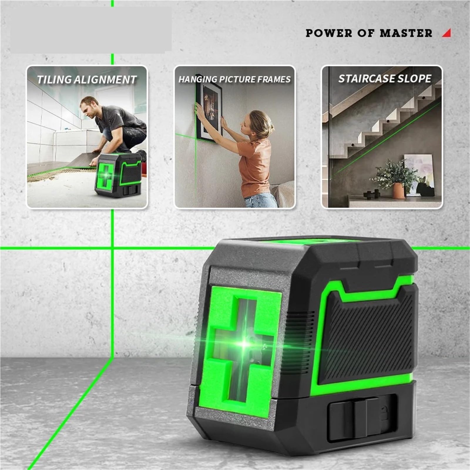 La-ser Nivel, Nivel láser de 2 líneas, autonivelante, horizontal y vertical, cruce de líneas láser verde