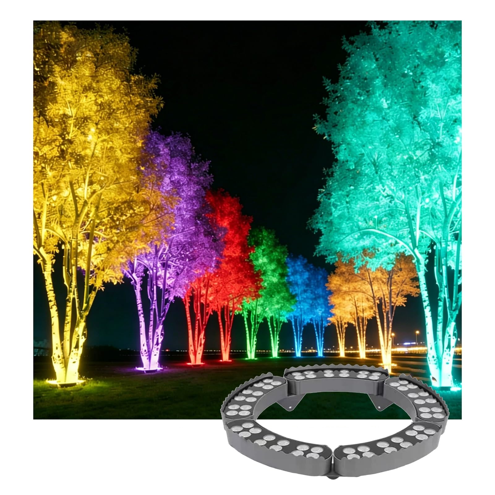 Lampa krajobrazowa LED, zmienna kolorystyka zewnętrzna girlanda świetlna RGB do drzew i palm - Wodoodporne reflektory LED IP65 do oświetlenia rosnącego dużych drzew, ogrodów e