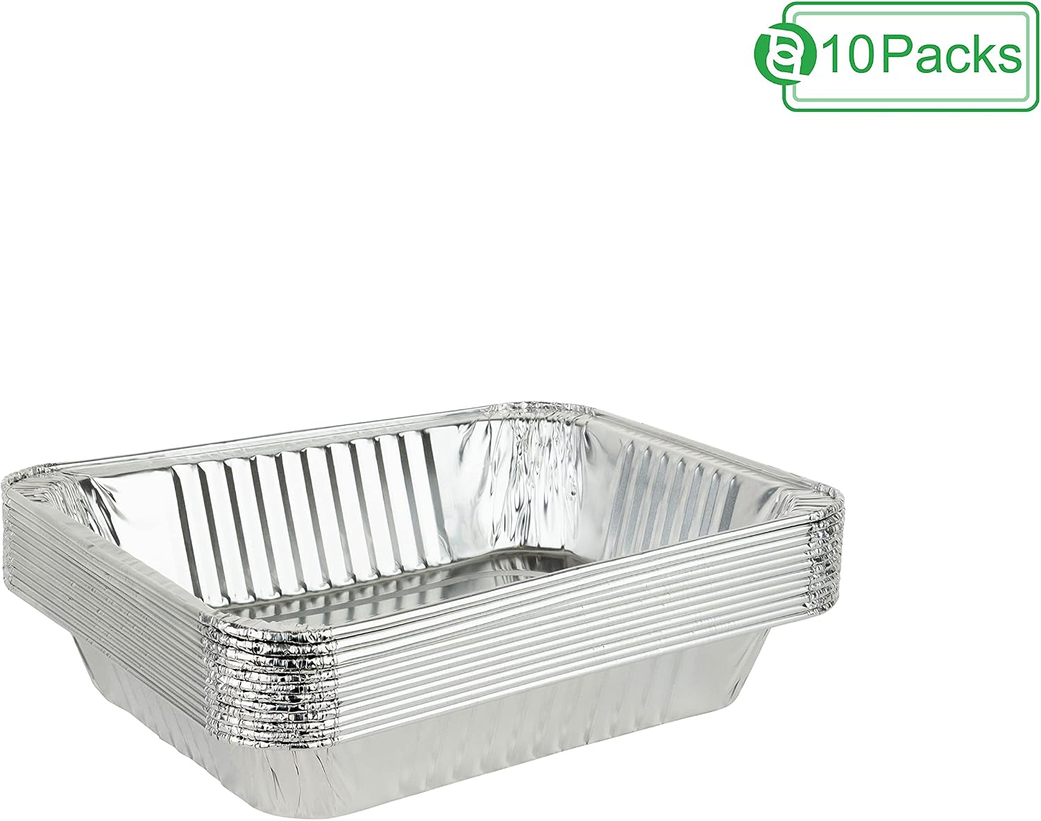 PARTY BARGAINS 9" x 13" Disposable Aluminum Foil Pans – 10 Pack [No Lids], Heavy Duty Half Size Deep Steam Table Containers for Baking Roasting Meal Prep Catering Oven Freezer Safe