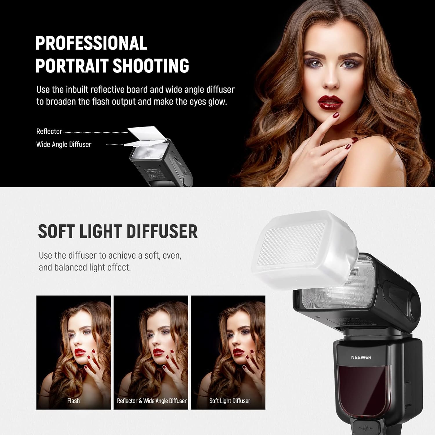 NEEWER NW635II-N Speedlite with soft light diffuser