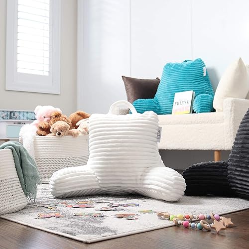 Miniatura 8 de Nestl Almohada de lectura para niños y adolescentes con espuma viscoelástica triturada, almohadas de respaldo de felpa de corte lujoso para leer y