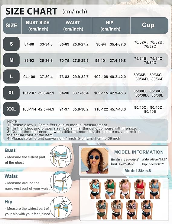 UMIPUBO Swimsuits for Women High Waisted Bikini Sets Padded Two Piece Tummy Control Swimwear Bikini Top with V Cross Ladies Swimming Costume Plus Size Bathing Suits Beachwear