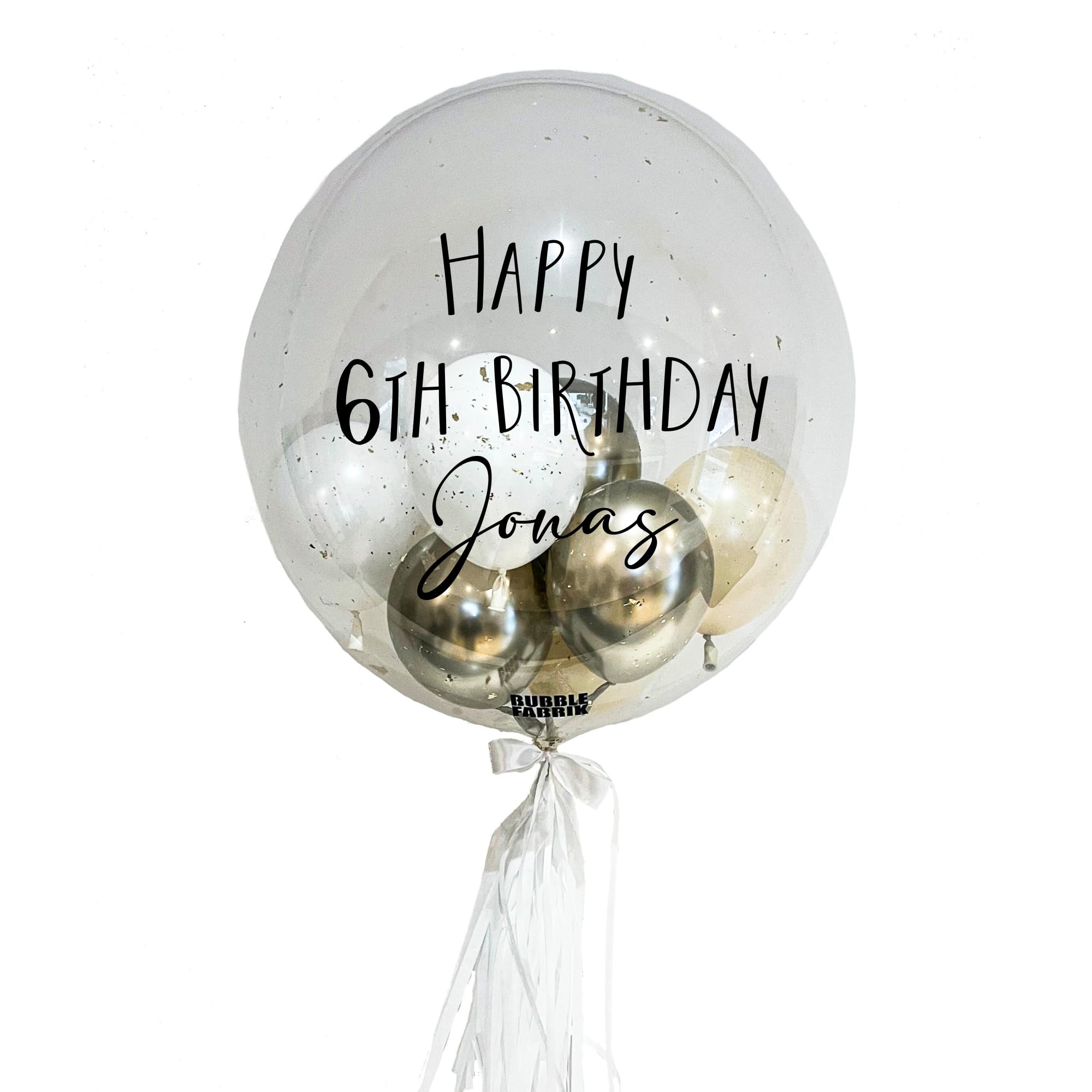 Forever Special - Bubble Fabrik - Personalisiertes Ballongeschenk: Durchsichtiger Heliumballon mit Bunten Ballons, Geschenk für Geburtstag, Geburtstagsgeschenk
