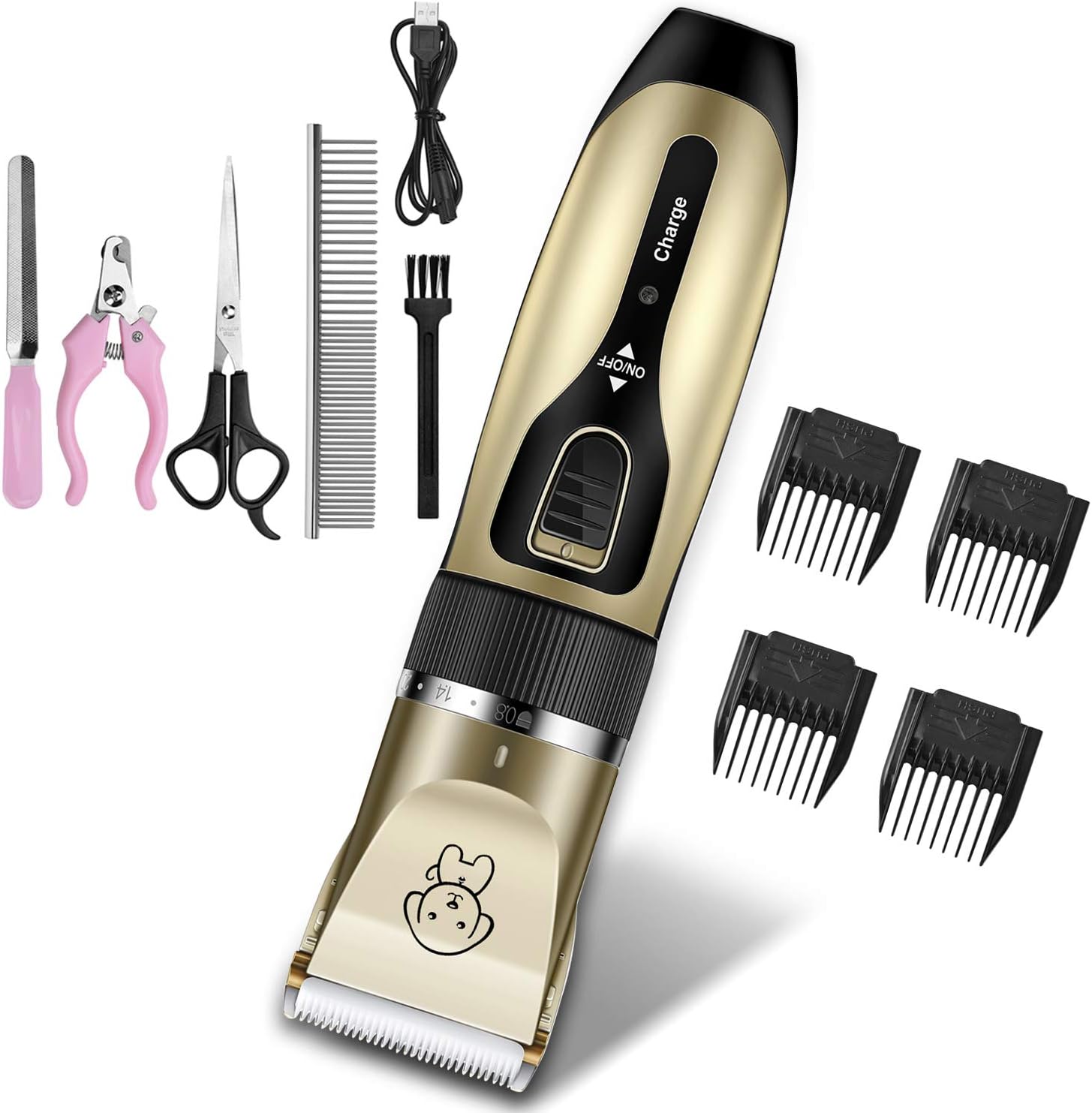 CASACOP Dog Shaver Clippers Low Noise Professional Rechargeable Cordless Pet Grooming Hair Clipper Kit with Comb Guides Scissors Nail Kits for Dogs Cats Pets.