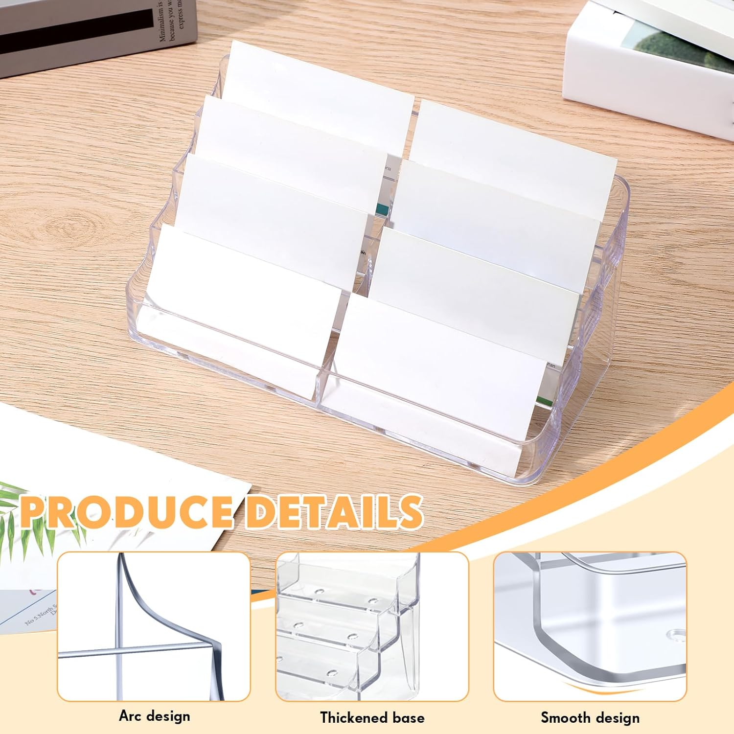 Jutom 8 Pcs 8 Pocket Acrylic Business Card Holder 7.68 x 3.43 x 3.82 Inch Multi Business Card Holder Display Clear Stand Card Organizer for Desk Literature Flyer Pamphlet
