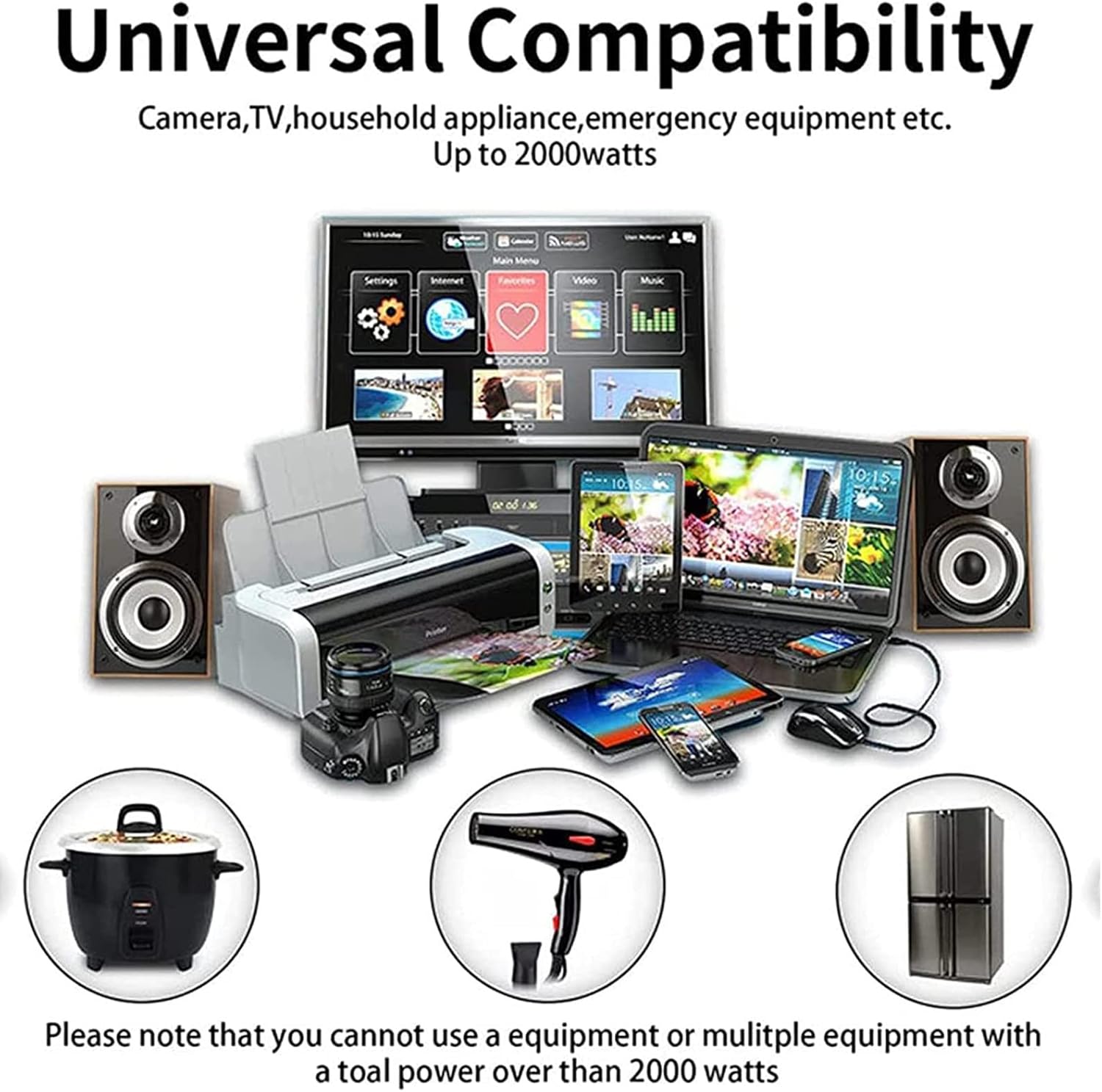 High-Power DC to AC Inverter with LCD Display and AC Outlets for Solar Systems, Cars, Trucks, Boats, and RVs