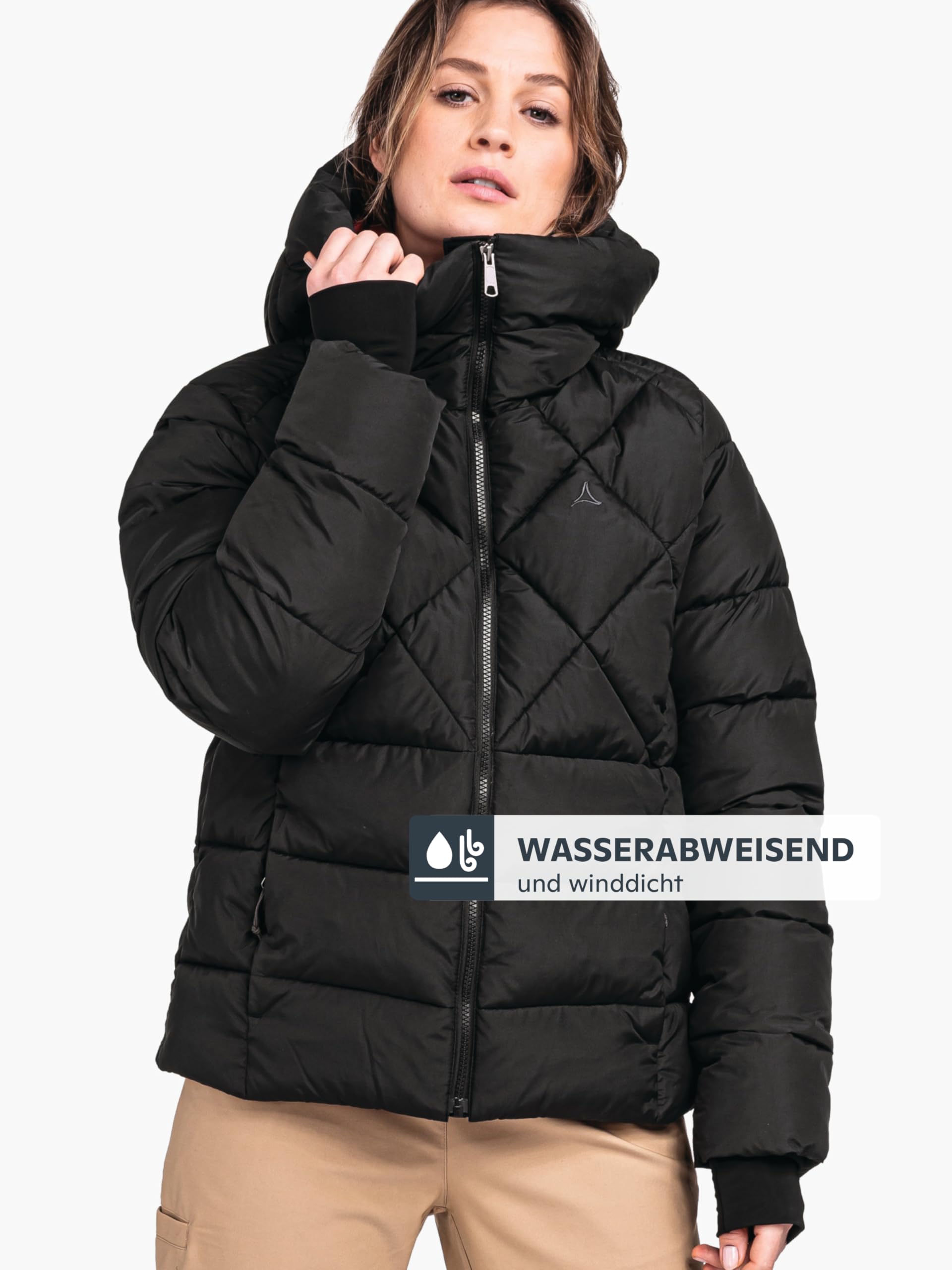 Schöffel Damen Ins Jacket Boston L, warme Winterjacke aus recycelten Materialien, leichte Steppjacke mit Kapuze, winddicht und wasserabweisend