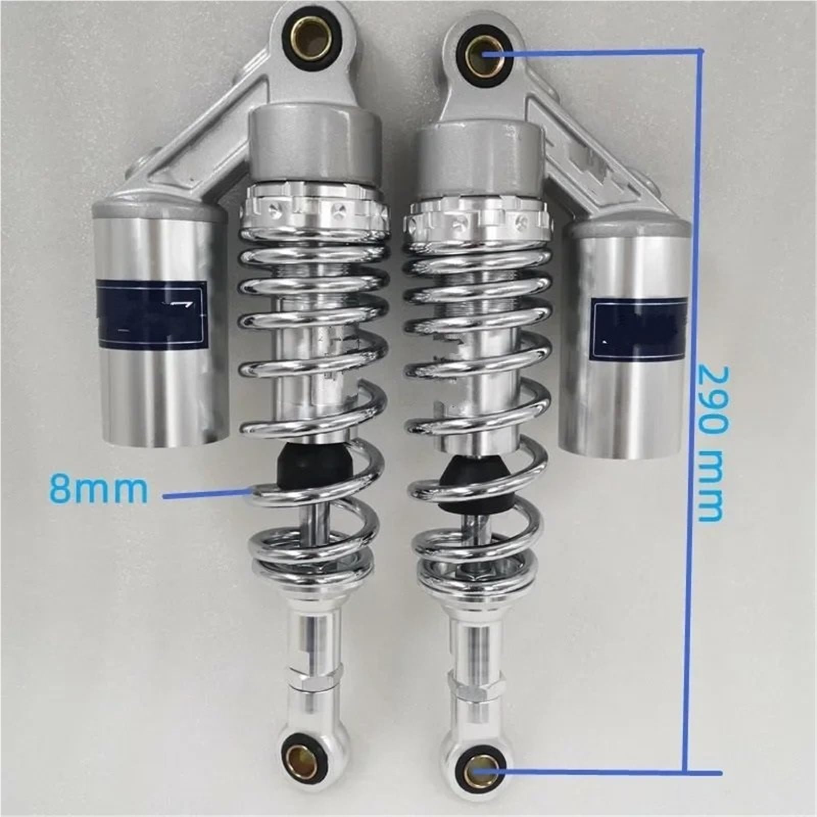 Amortyzator sprężynowy Pasuje do YAMAHA Pasuje do HONDA 8mm sprężyna 280MM/290MM/300MM/310MM AMORTYZATORY MOTOCYKLOWE GAZOWE Amortyzator Air Suspension(290B-8-CHROME)