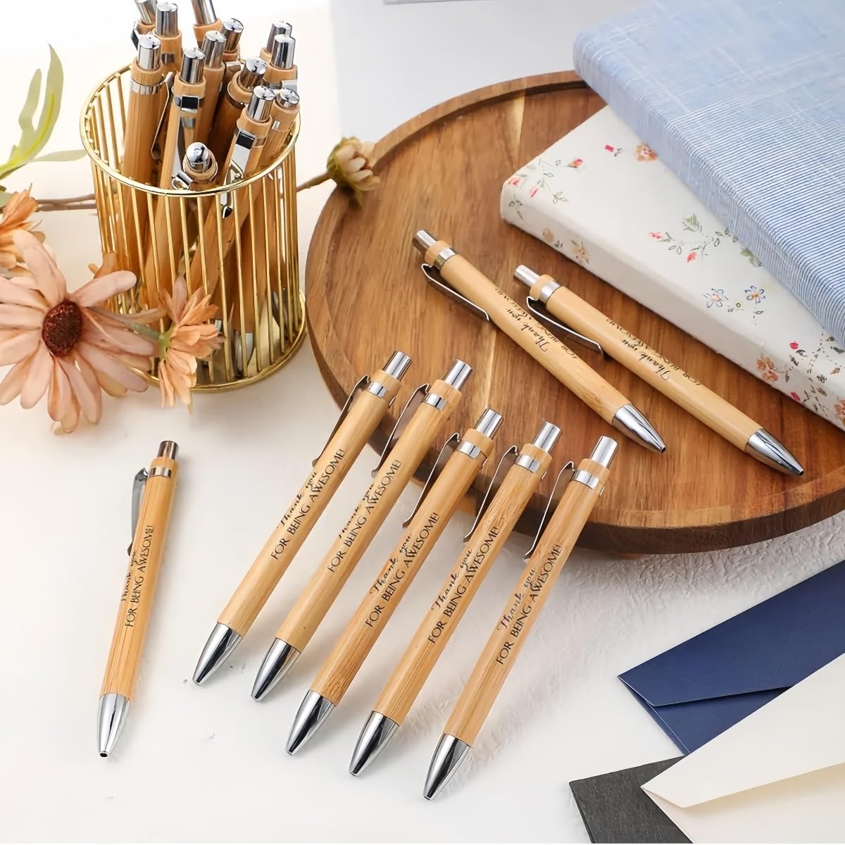 Bolígrafos De Bambú Personalizados, Bolígrafos De Escritura De Alta Calidad Con Tinta Negra Suave, Personalizados For Hombres Y Mujeres, Perfectos For Graduación Profesores Regalos(100pcs)