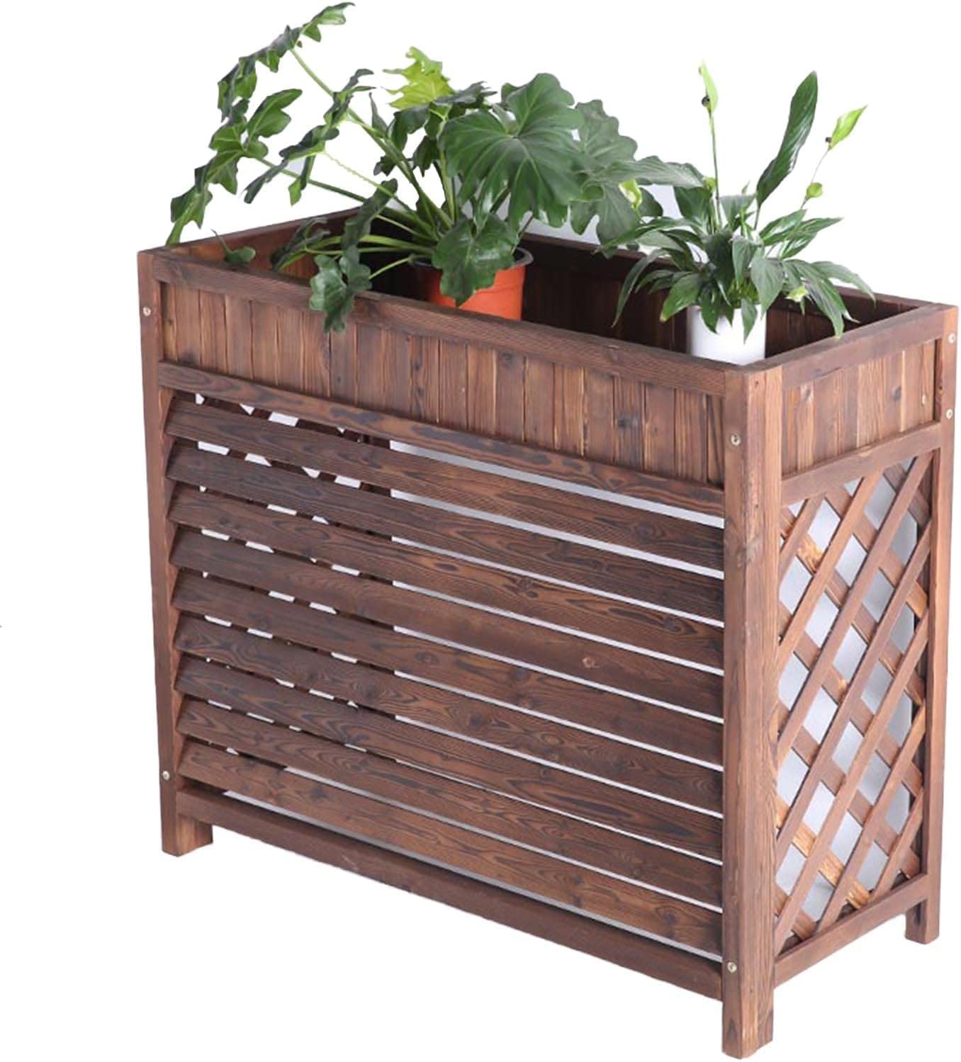 Housse de climatiseur bois étagère extérieure jardinière
