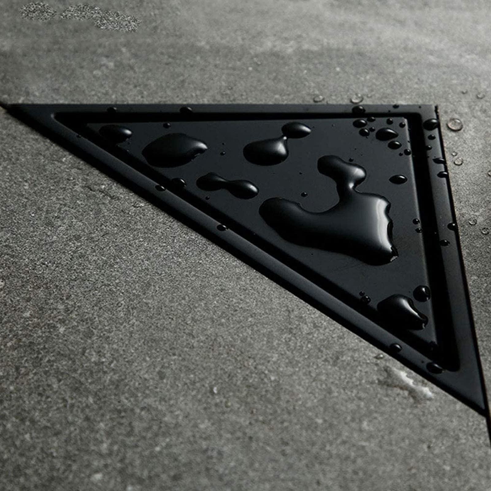 Scarico Doccia, Scarico a Pavimento in Acciaio Inox per Bagno, Scarico a Pavimento con Inserto in Piastrelle triangolari, Scarico Doccia con griglia Rimovibile, Filtro raccogli-Capelli, Nero Opaco