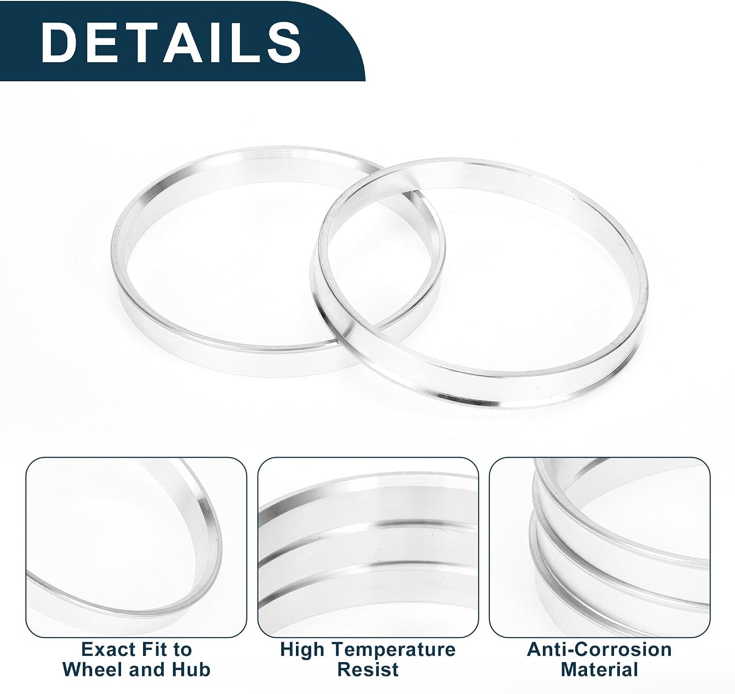 Car Wheel Hub Centric Rings Durable Wheels Center Shaft Shock Absorbing Hubrings Silver Tone 4 Pcs OD 83.1mm to ID 78.1mm Aluminum Alloy