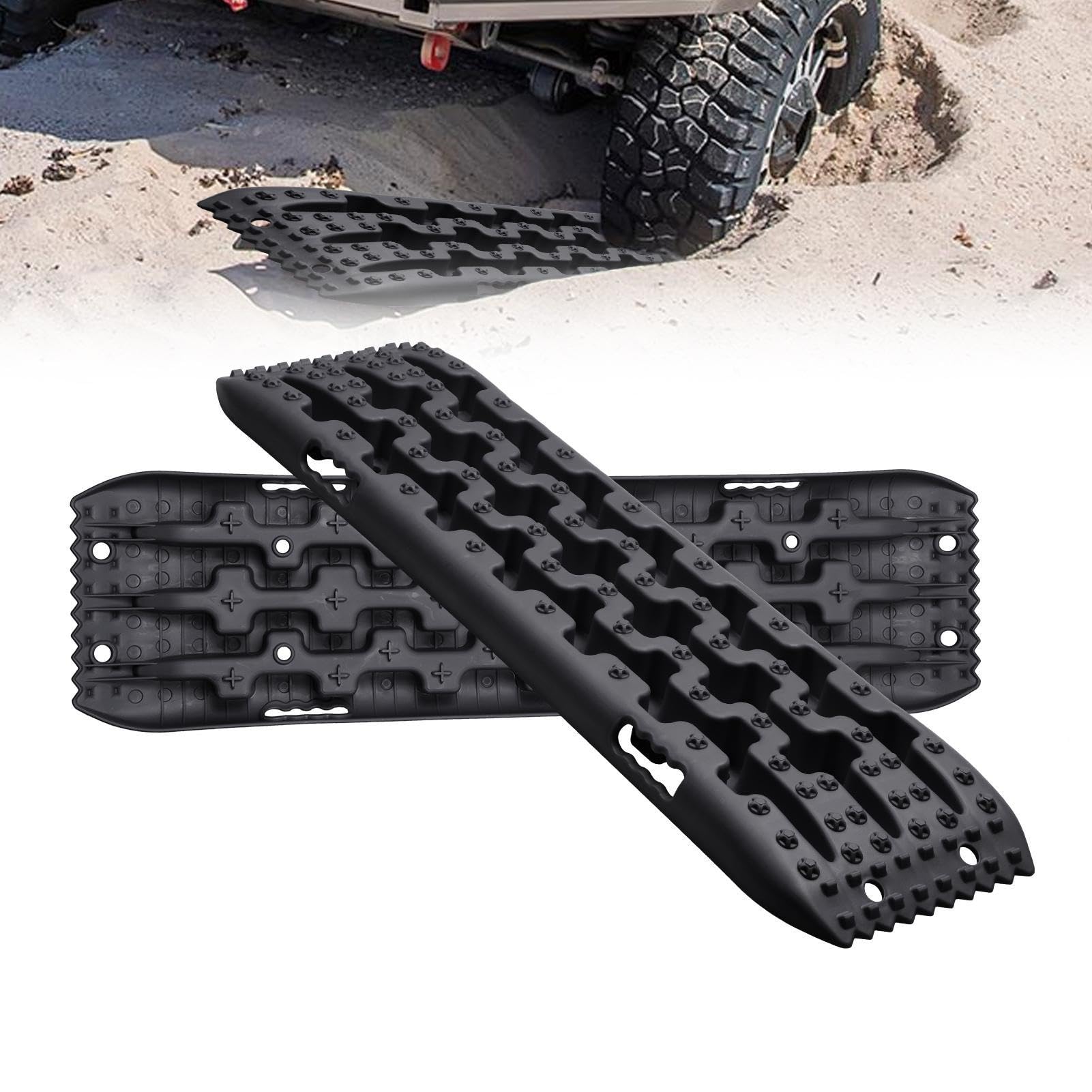 2 Stücke Sandbleche Offroad, Anfahrhilfe Sand/Schnee Recovery Board Tracks, Traktionsmatte Reifenleiter Sandbleche Für Den Außeneinsatz Bei Schnee, Sand, Schlamm Für Geländewagen Wohnmobils, 10T Last