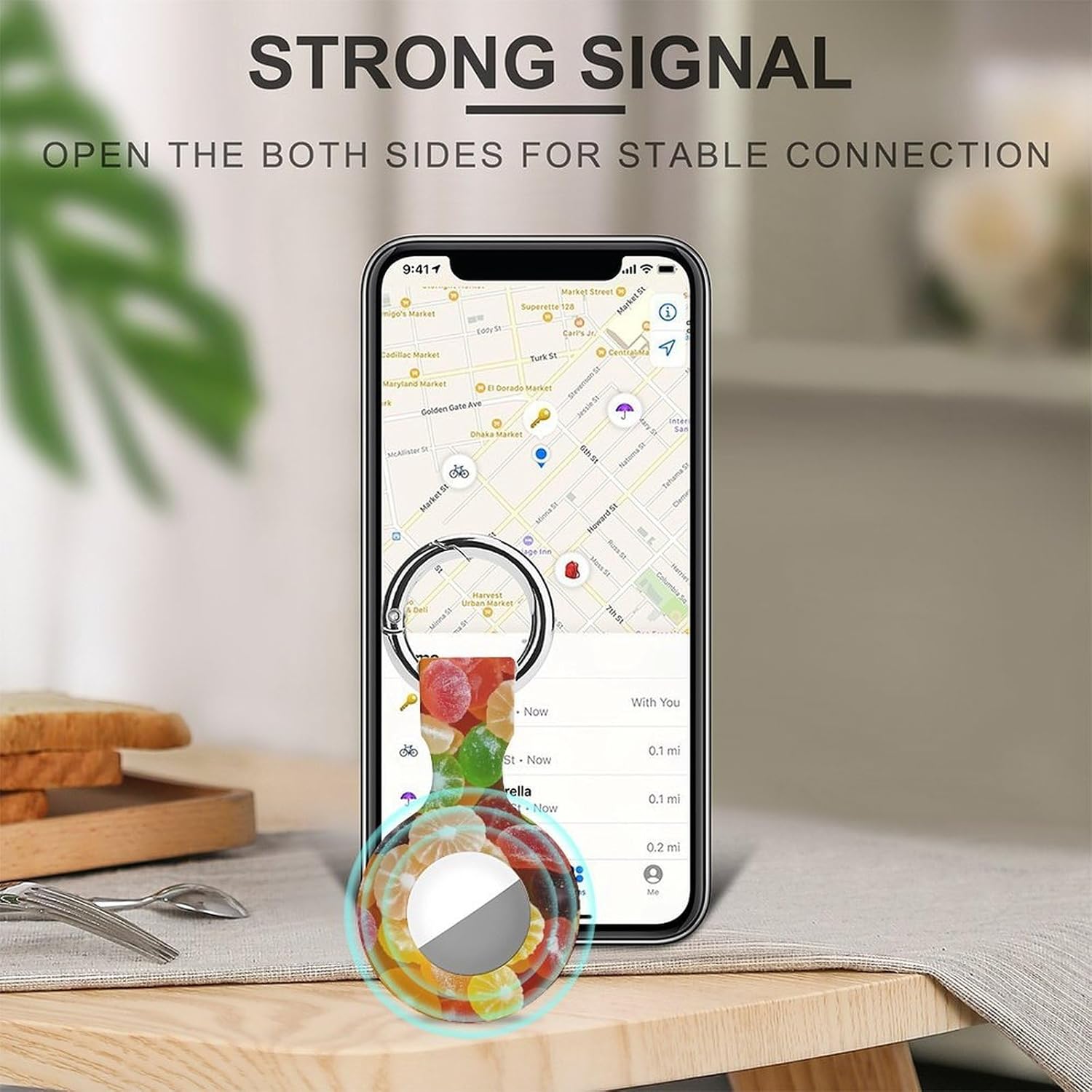 Gummy Fruit Candy Funny Cover Compatible with AirTag Case Protector GPS Tracker Holder with Keychain