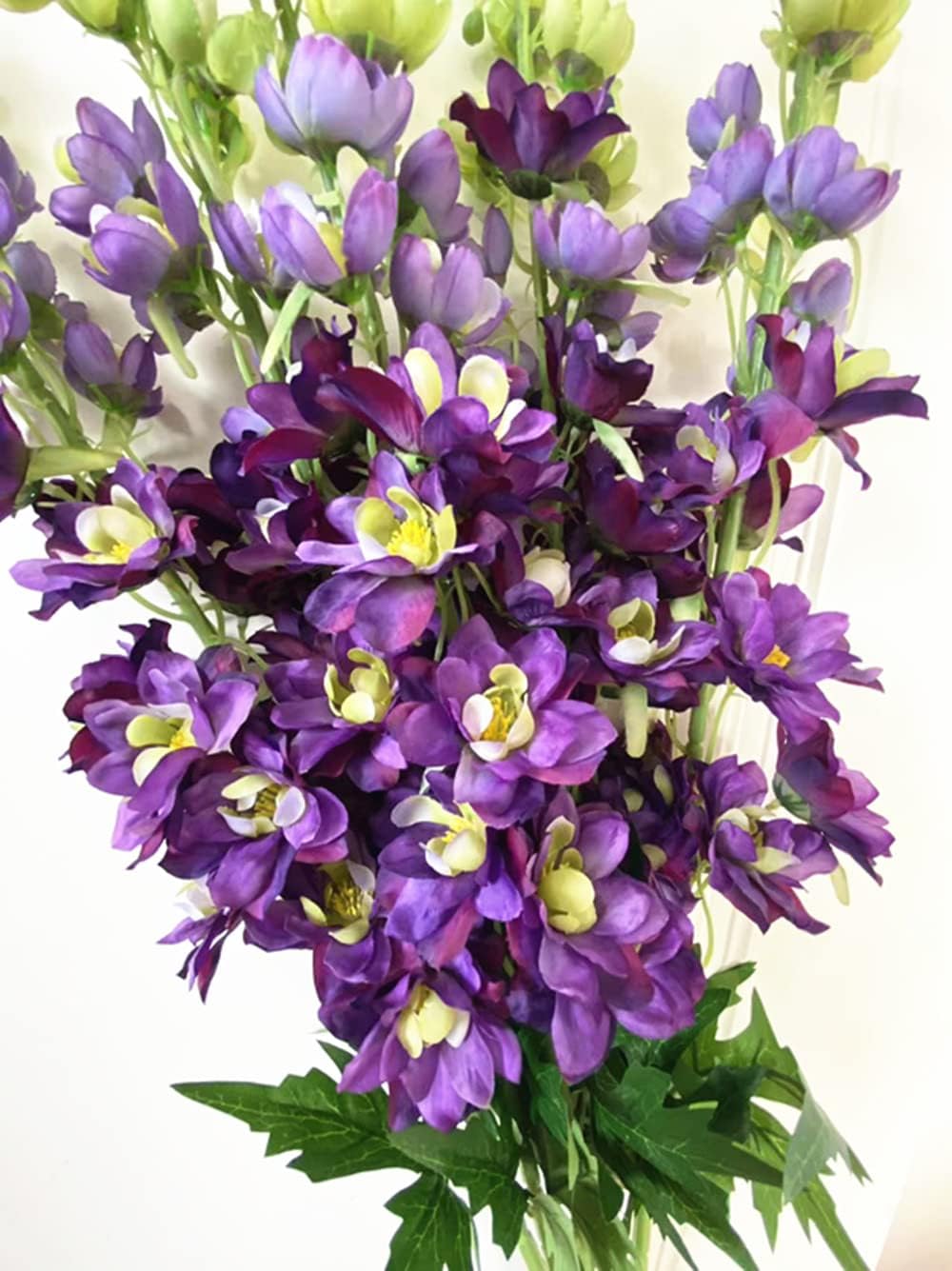 5pcs Artificial Delphinium Poisonweed Flower Faux Silk Larkspur Branch for Wedding Centerpieces Floral Decoration (Purple)