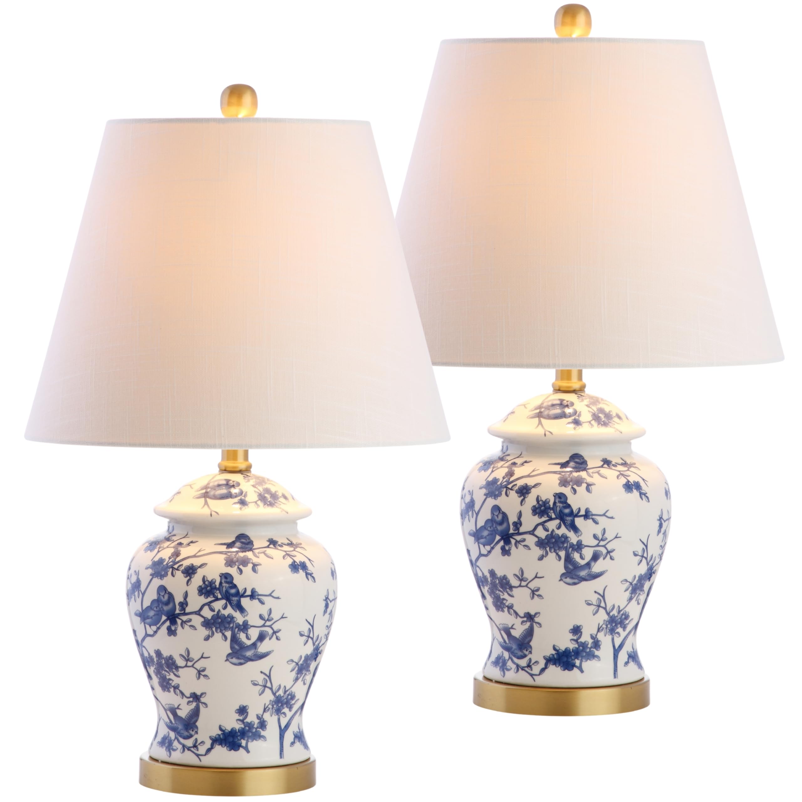 JONATHAN Y JYL3005A-SET2 Lampade da Tavolo Penelope 56 cm Chinoiserie Lampada da Tavolo Classica,Cottage,Tradizionale,per Camera da Letto, Soggiorno, Ufficio, Tavolino, Blu, Bianco , Set da 2