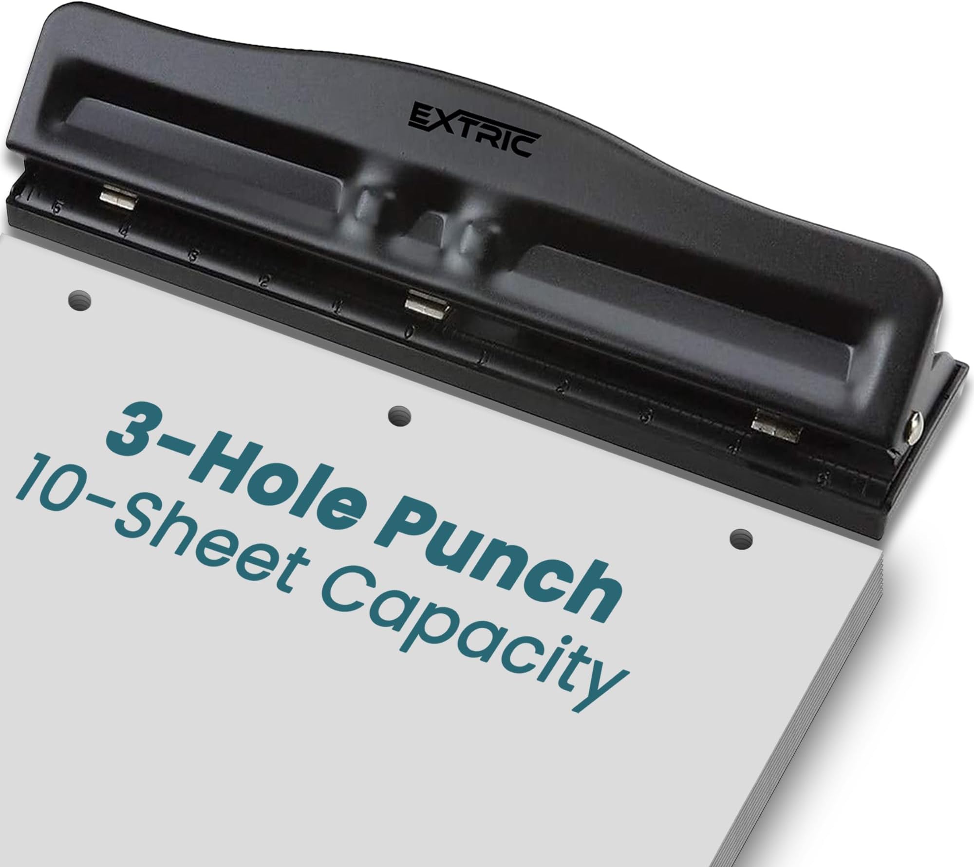 EXTRIC Hole Punch Adjustable 3 Hole Punch 10 Sheet Capacity Hole Puncher Black Metal Hole Puncher 3 Ring