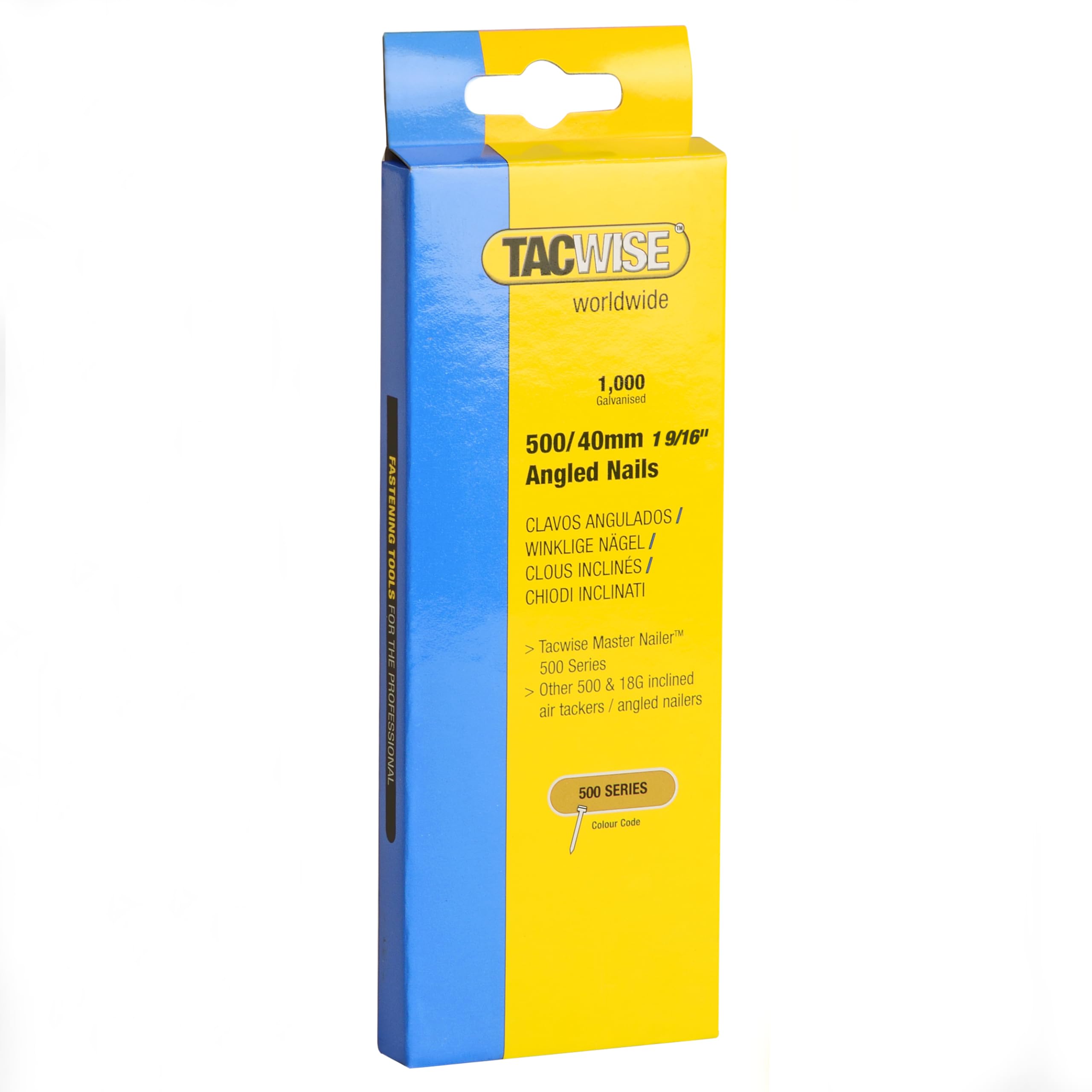 Tacwise 0483 Chiodi Brad Inclinati Galvanizzati 18G / 40 mm, 1000 Chiodi | Inclinazione a 26°, Equivalenti al Tipo 500