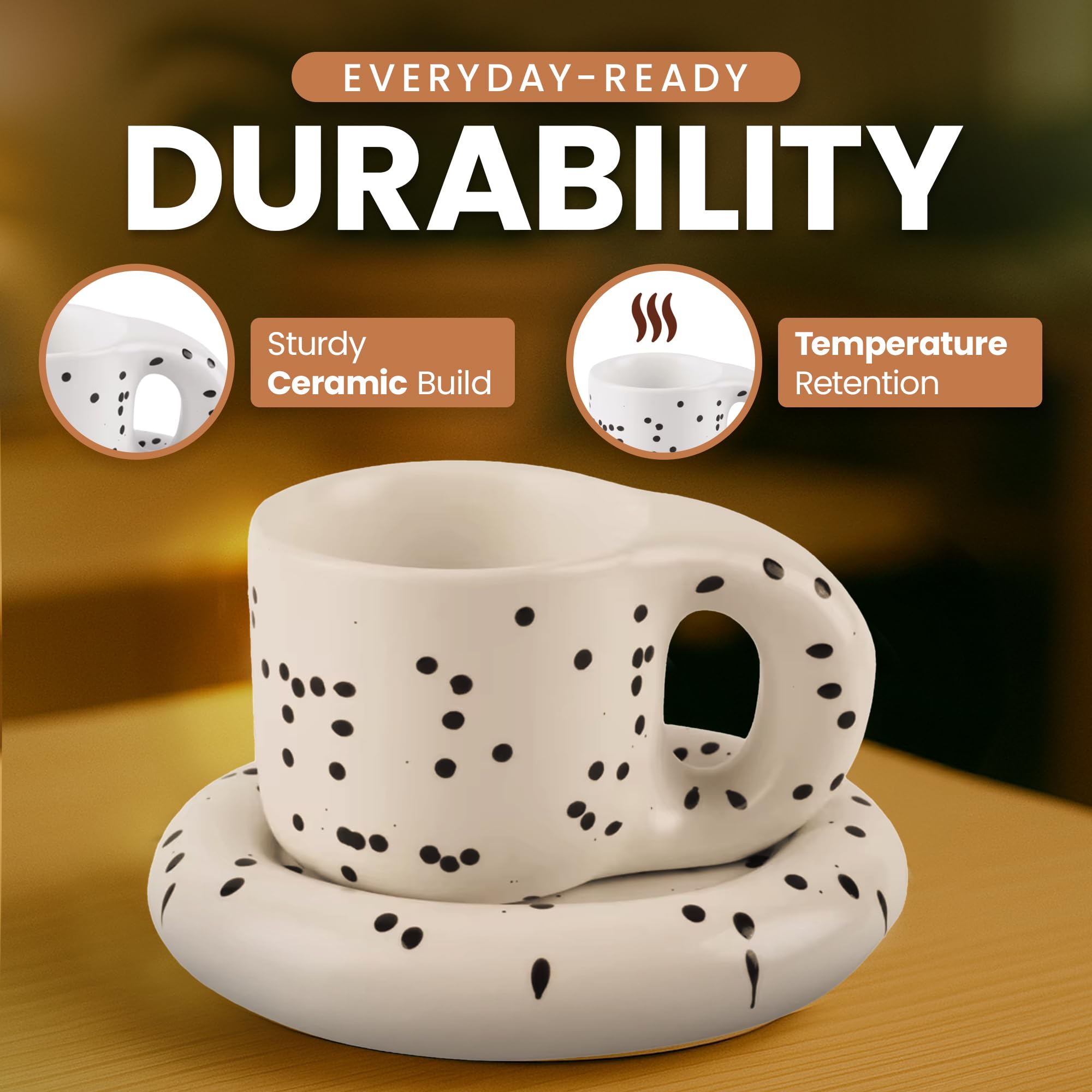 10oz Nordic Ceramic Mug with Saucer (Purple) thumbnail 6