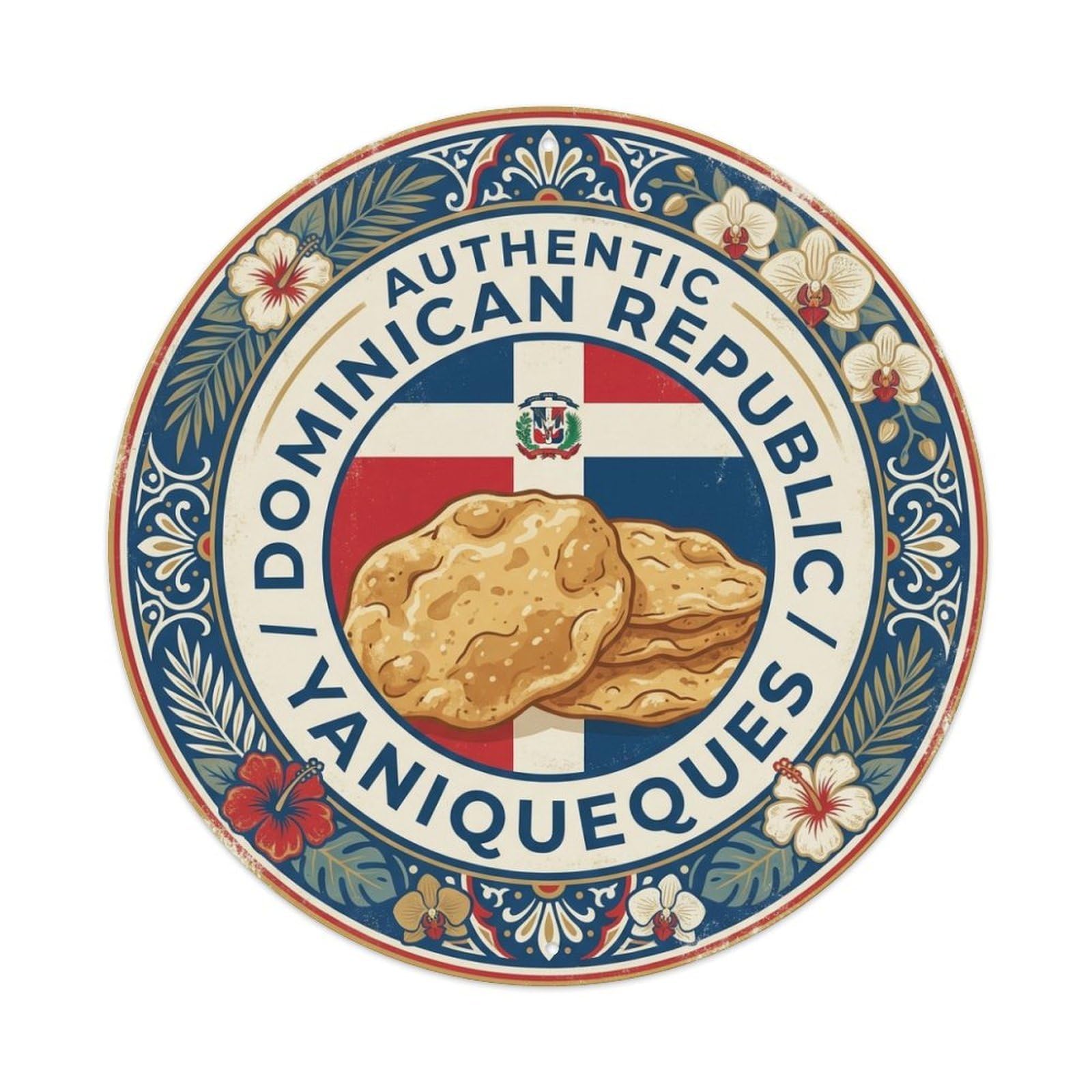 Olhnbad Style Dominican Republic Fried Flatbread Travel Cuisine Metal Tin Sign