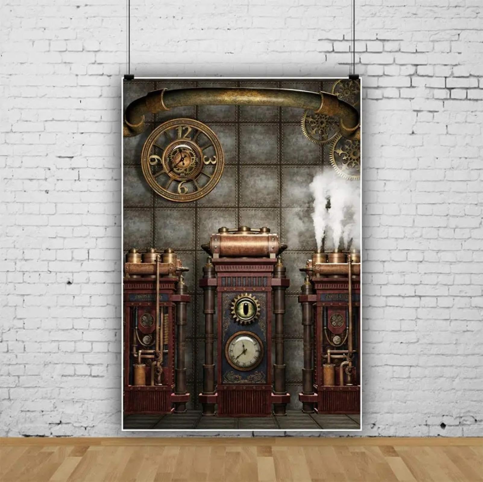 Antik Vintage Fotografie Kulisse Industrieuhr Alt Metall Zahnrad Hintergrund Dampfmaschine Nostalgie Party