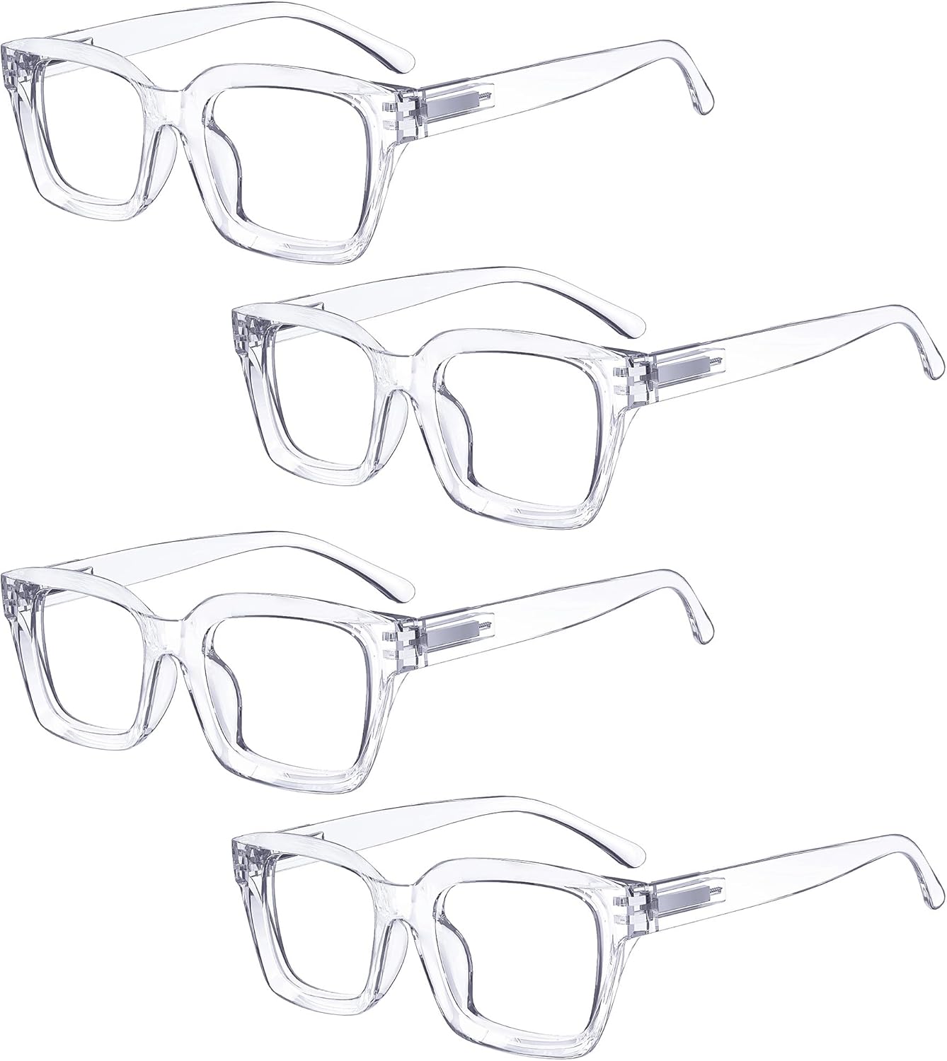Eyekepper 4 Pack Ladies Reading Glasses - Oversized Square Design Readers for Women Red