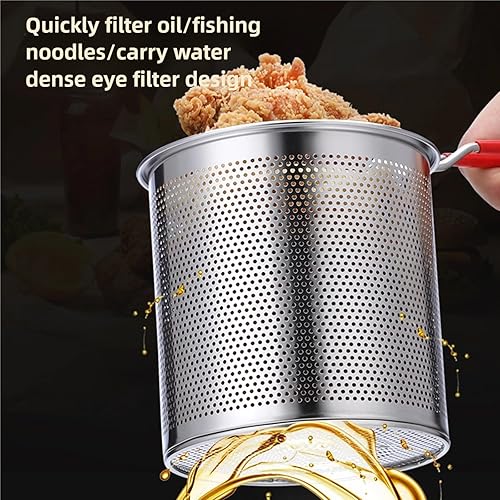 Miniatura 9 de Olla para freidora profunda con cesta coladora, contenedor de filtro de aceite inoxidable 304 de 3L con mango de madera, pinzas de tapa de vidrio,