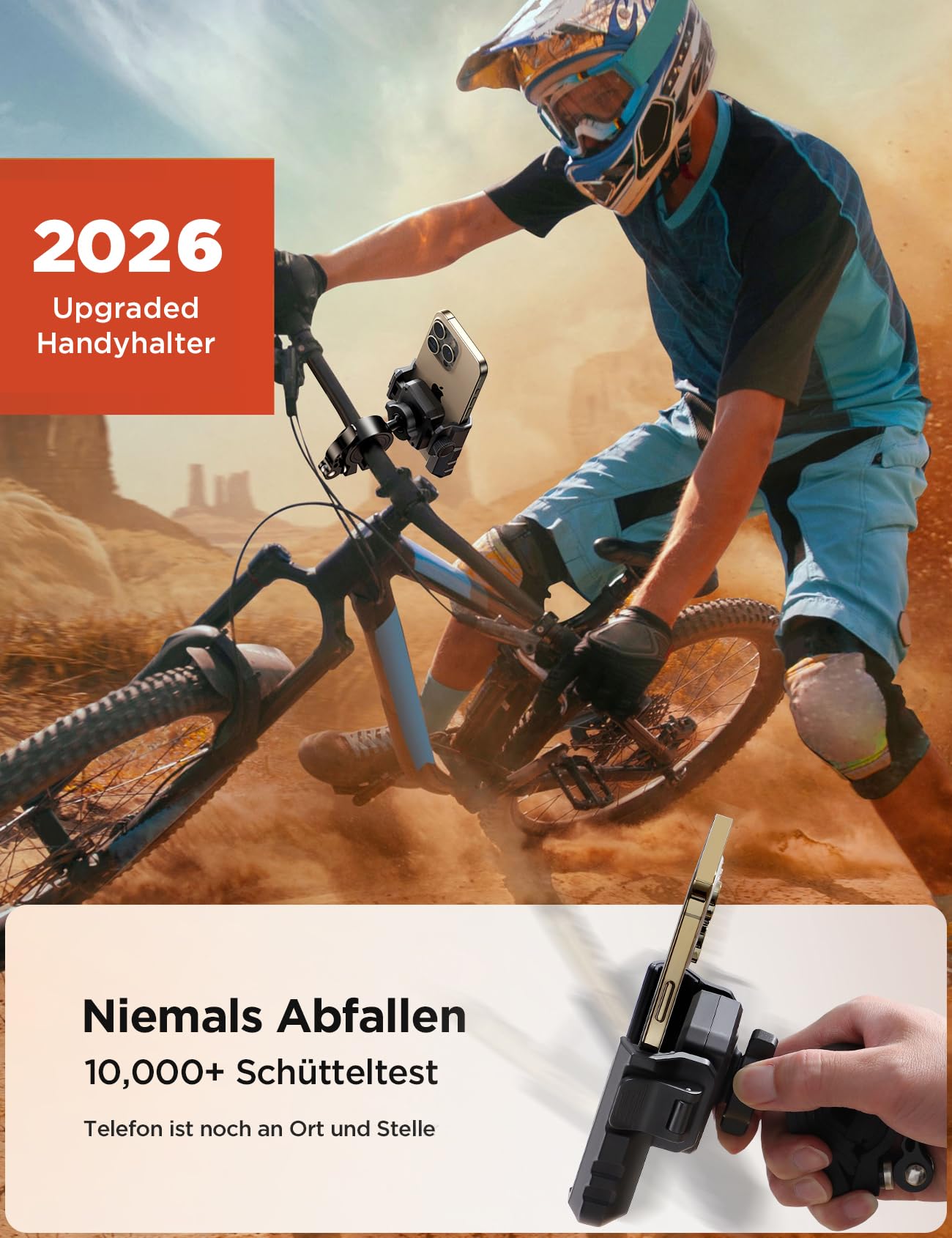 JOYROOM 2026 Fahrrad Handyhalterung, Handyhalterung Motorrad 【Vibrationsgedämpft】 1S Schnellspanner Universal Handyhalter Fahrrad Lenker für iPhone 17/16/15, Samsung S25/S24 (4.7"-7") Hellschwarz
