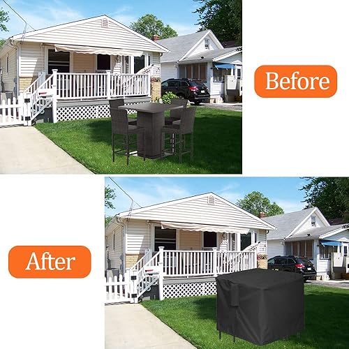 Miniatura 6 de Juego de 5 piezas de altura de barra para patio, fundas impermeables de 66 pulgadas de altura de barra cuadrada para patio de altura alta para mesa