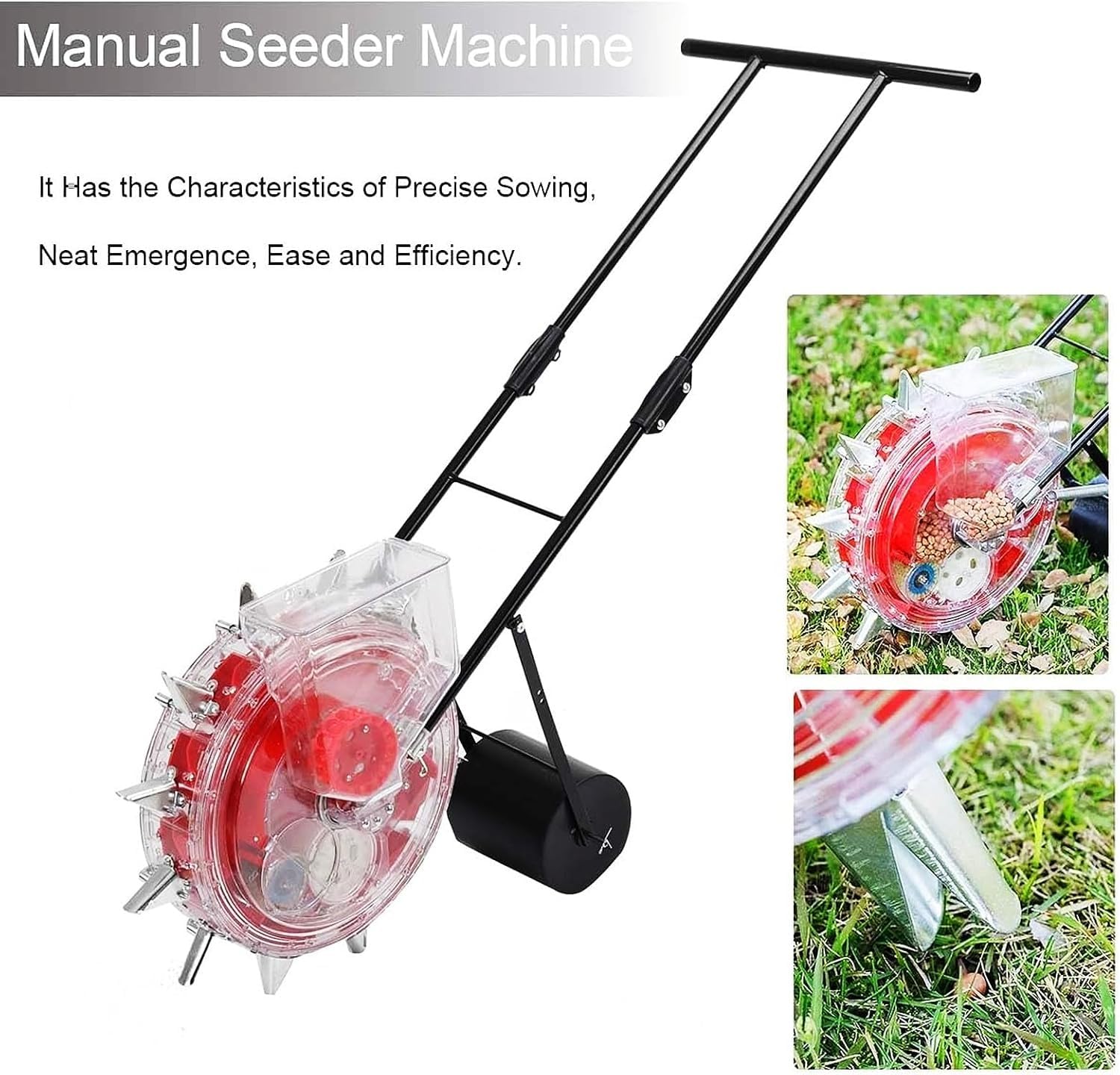 Semoir Manuel, semoir à Rouleaux de Jardin à poussée Manuelle, semoir en rangée, applicateur d'engrais, Machine de semis précise pour maïs, soja, arachide, Coton, soja(8 Nozzles)