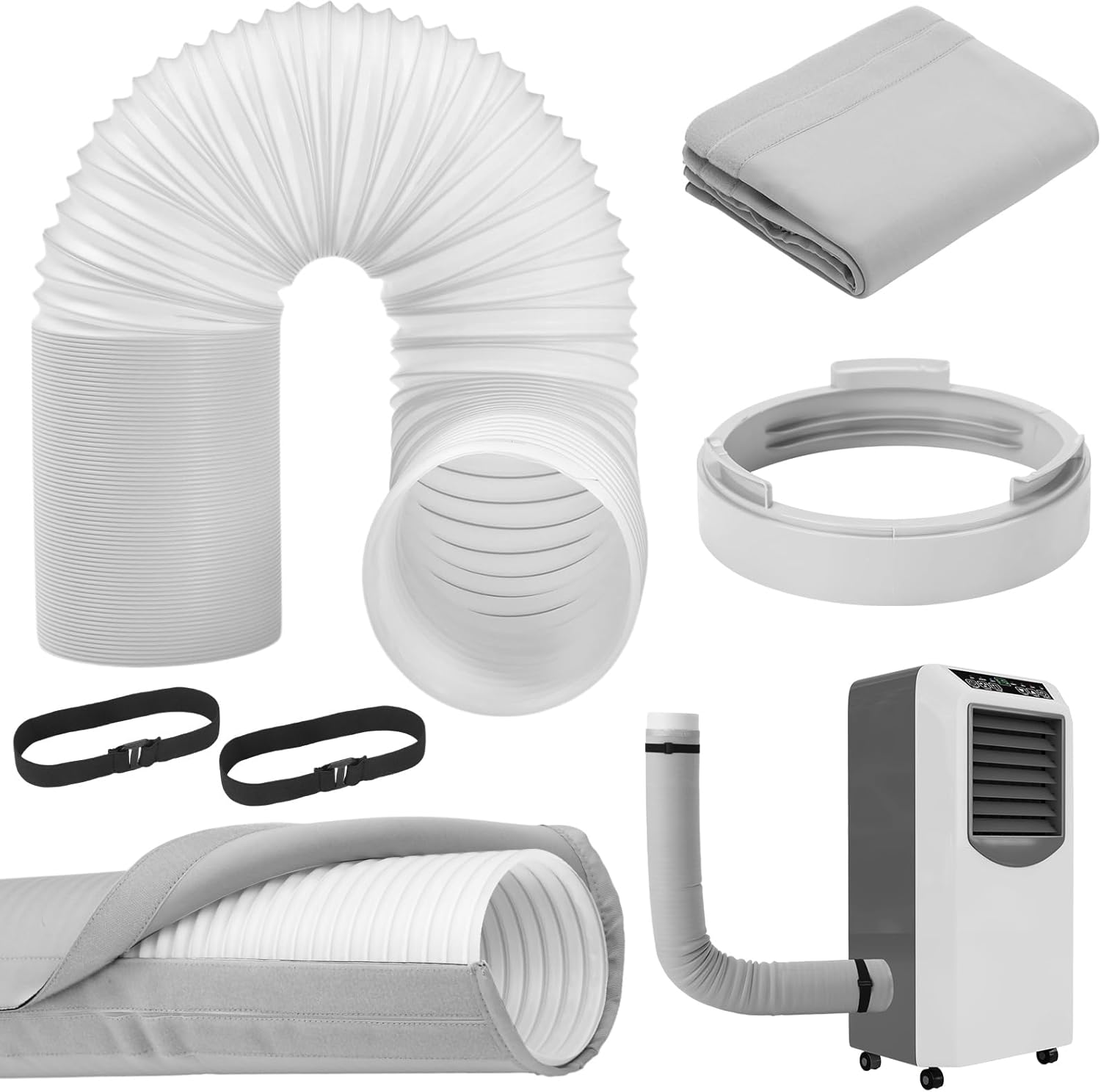 3 Pcs Air Conditioner Hose Cover Wrap with 5.9" x 78.7" Air Conditioner Exhaust Hose Coupler Conditioning Accessory for 5.9" Diameter Exhaust Tube(Round)